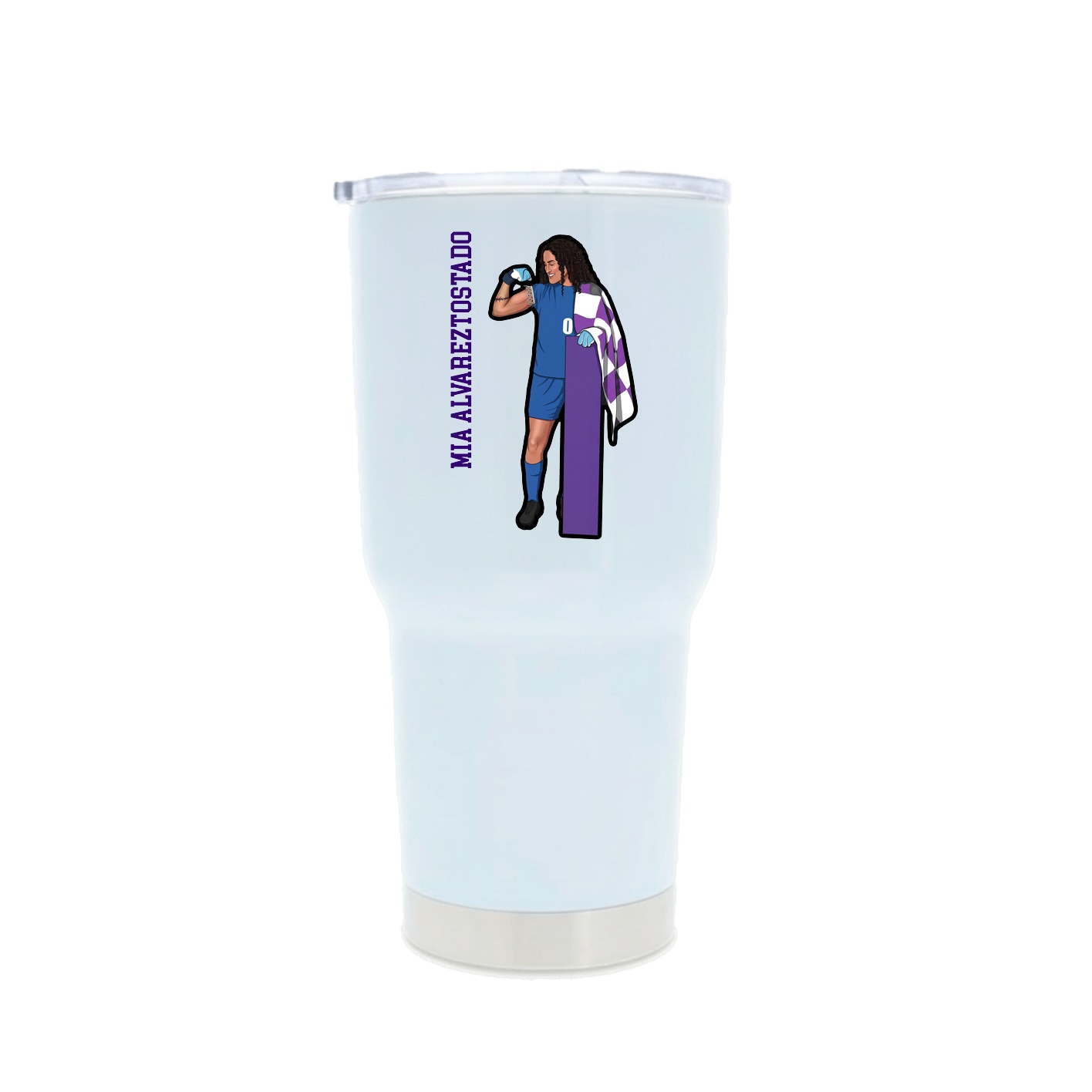 30oz Stainless Steel Tumbler — Name Vertical in White