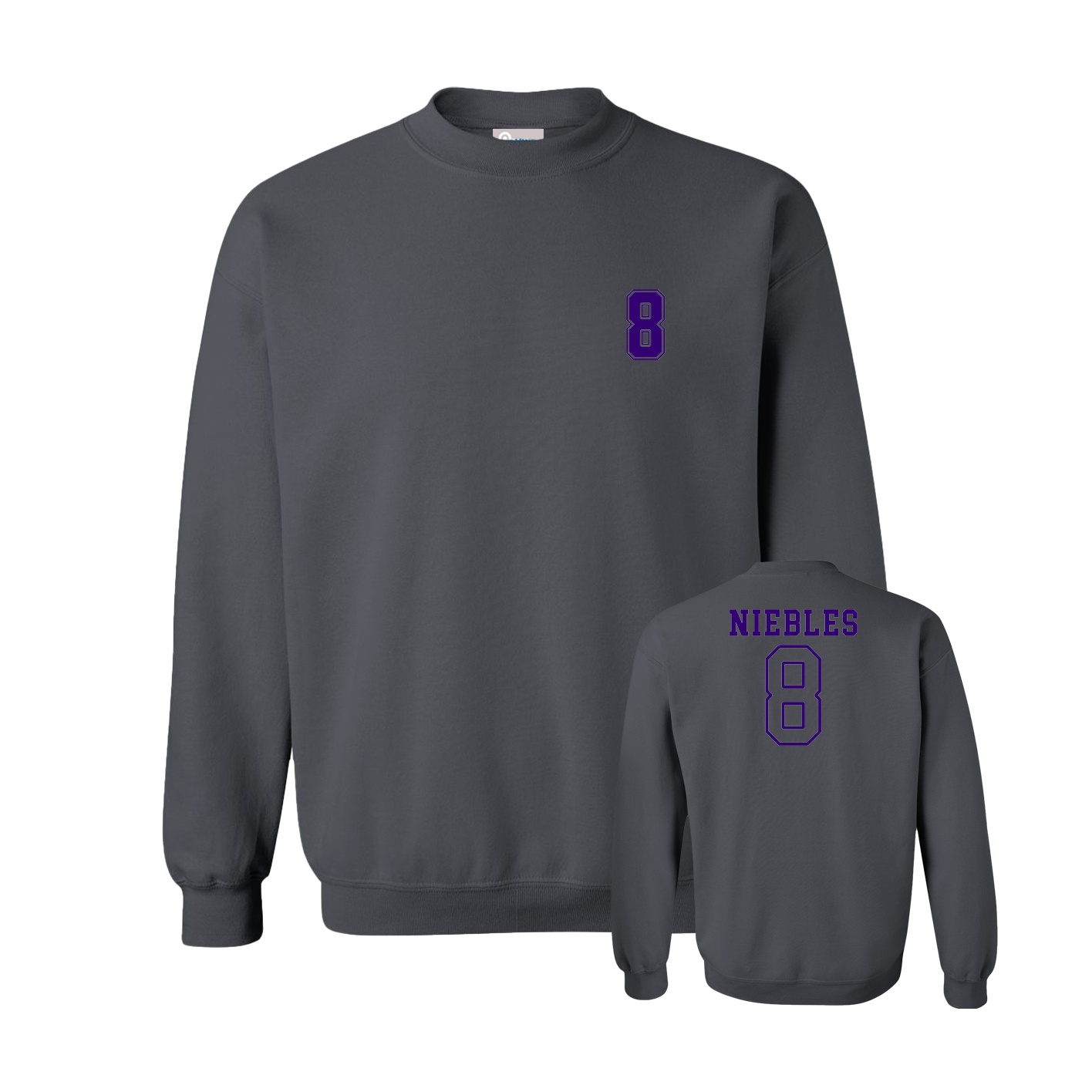 Fleece Crew — Chest Back in Grey