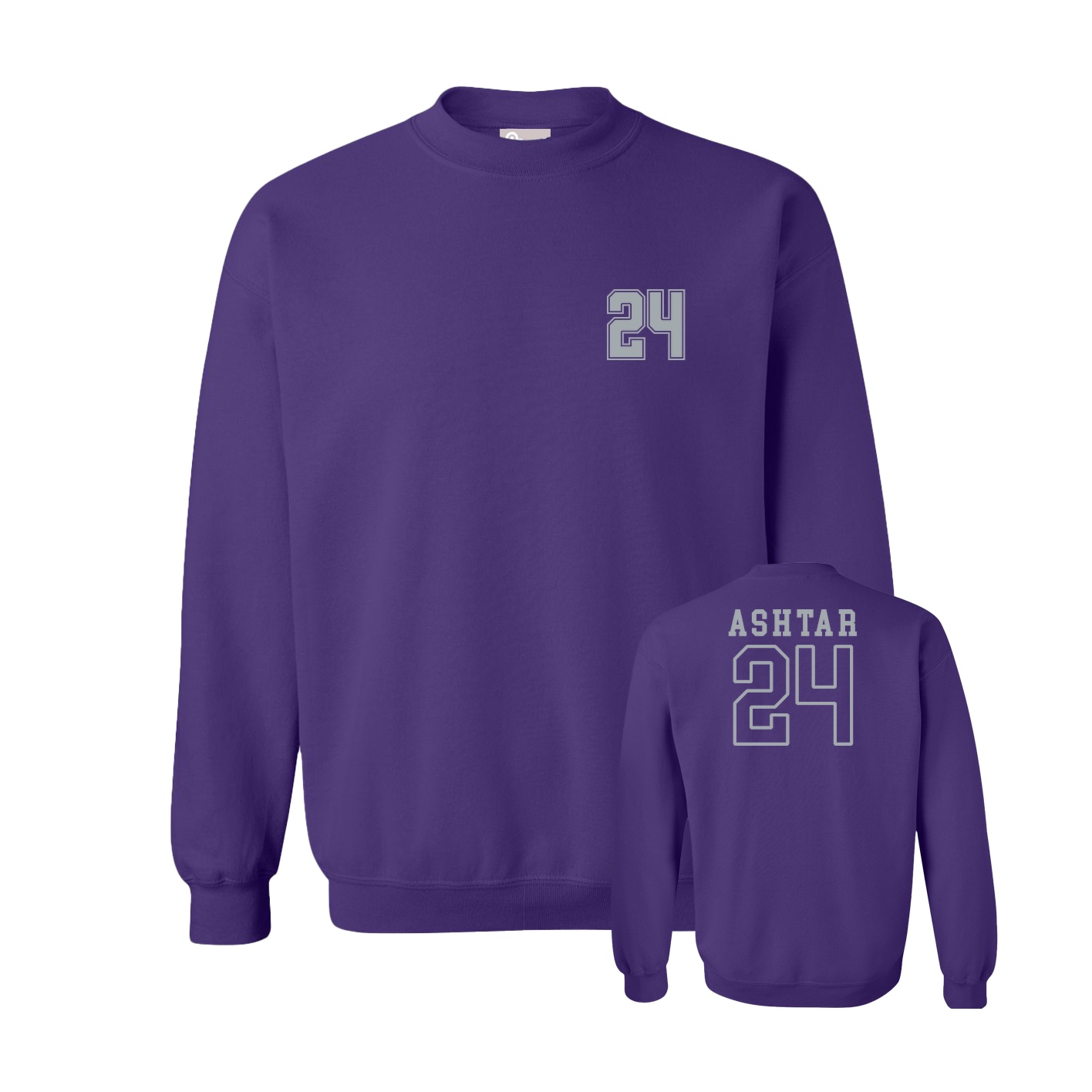 Fleece Crew — Chest Back in Purple