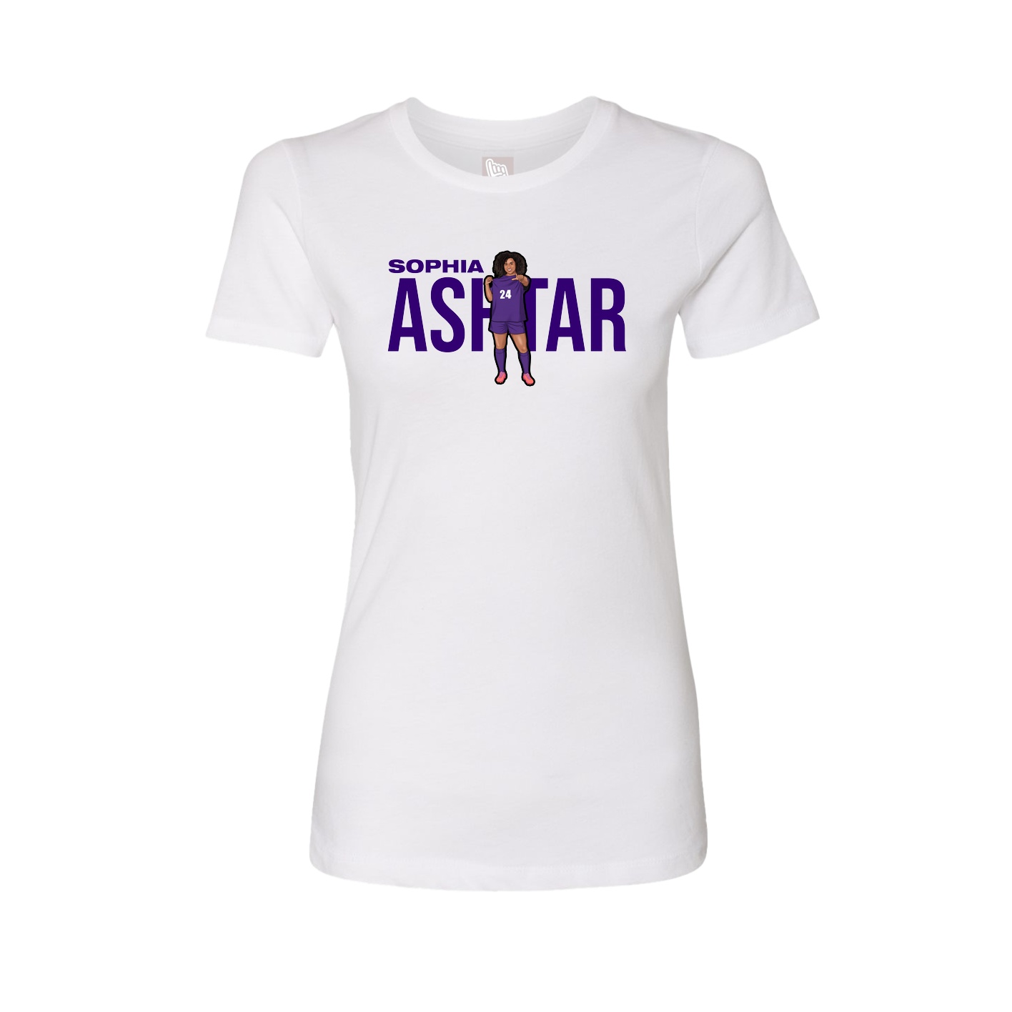 Fitted Women's Tee — Player Name in White