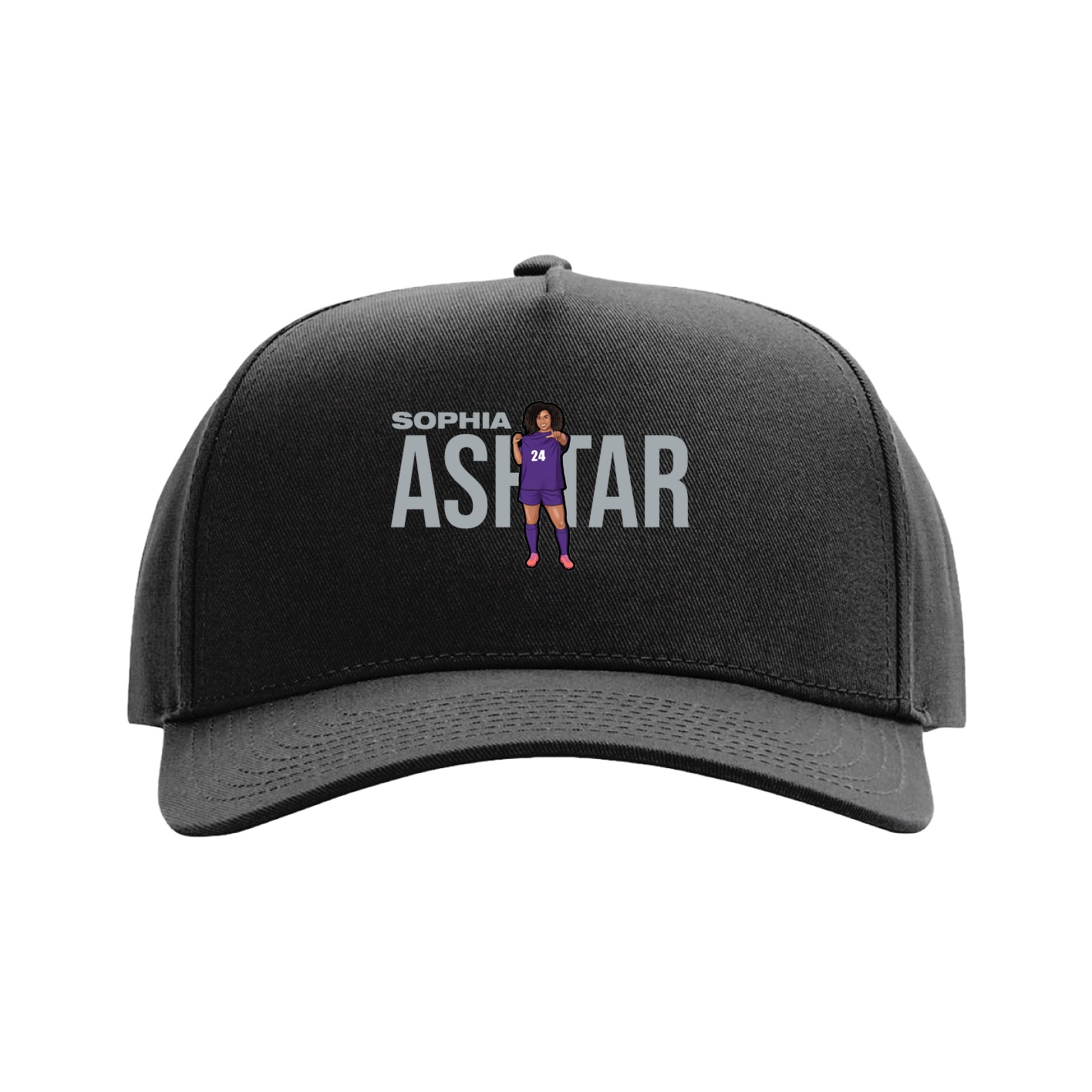 Full Fabric Five-Panel Champ Cap — Player Name in Black