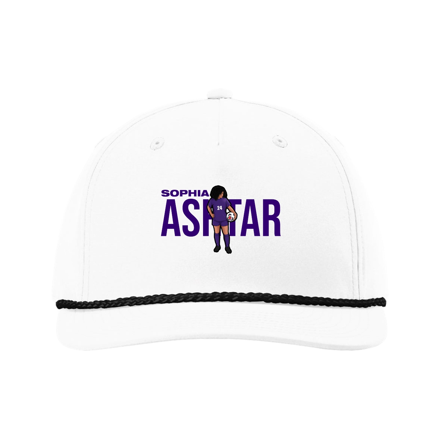 Five-Panel Classic Rope Cap — Player Name in White