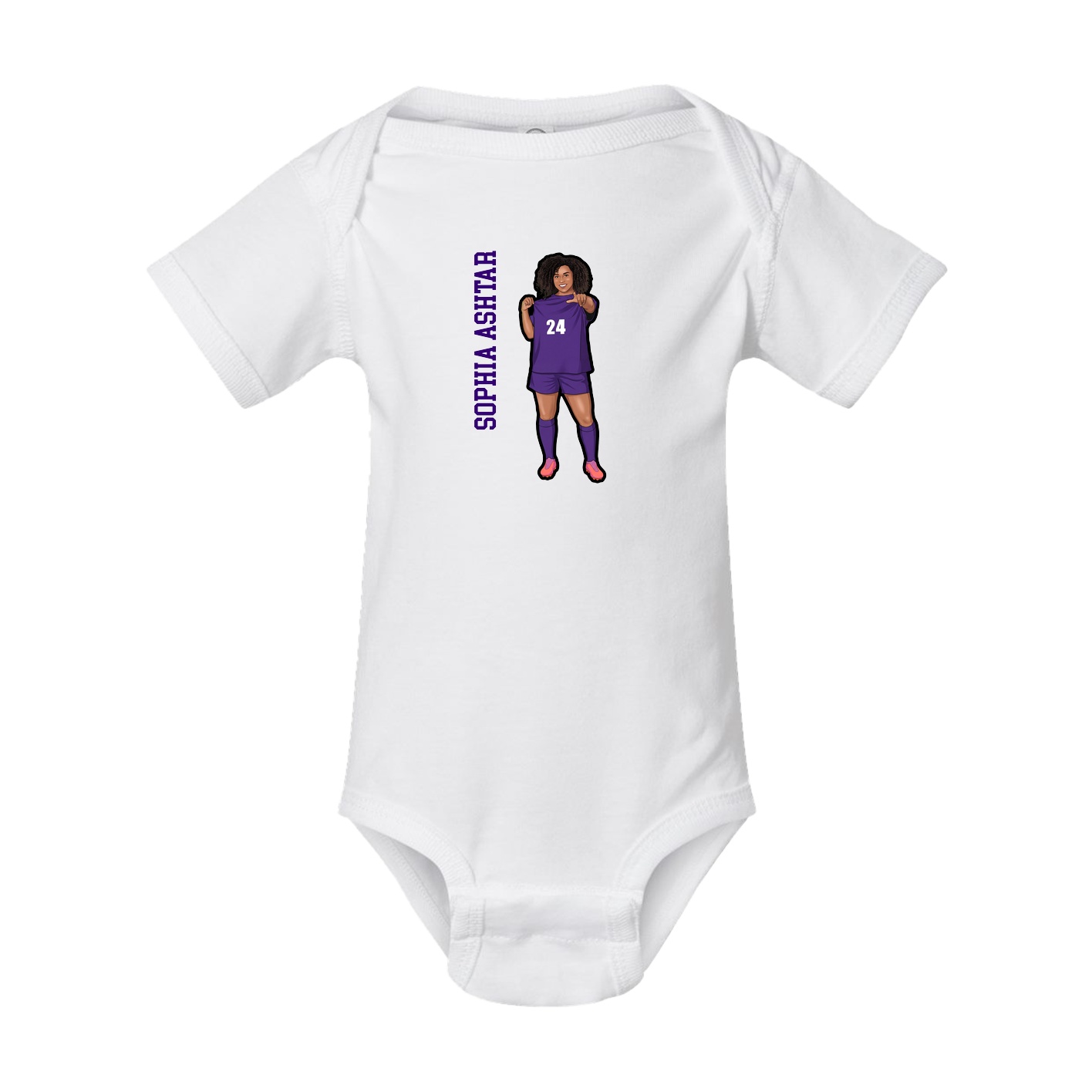 Baby Onesie — Name Vertical in White