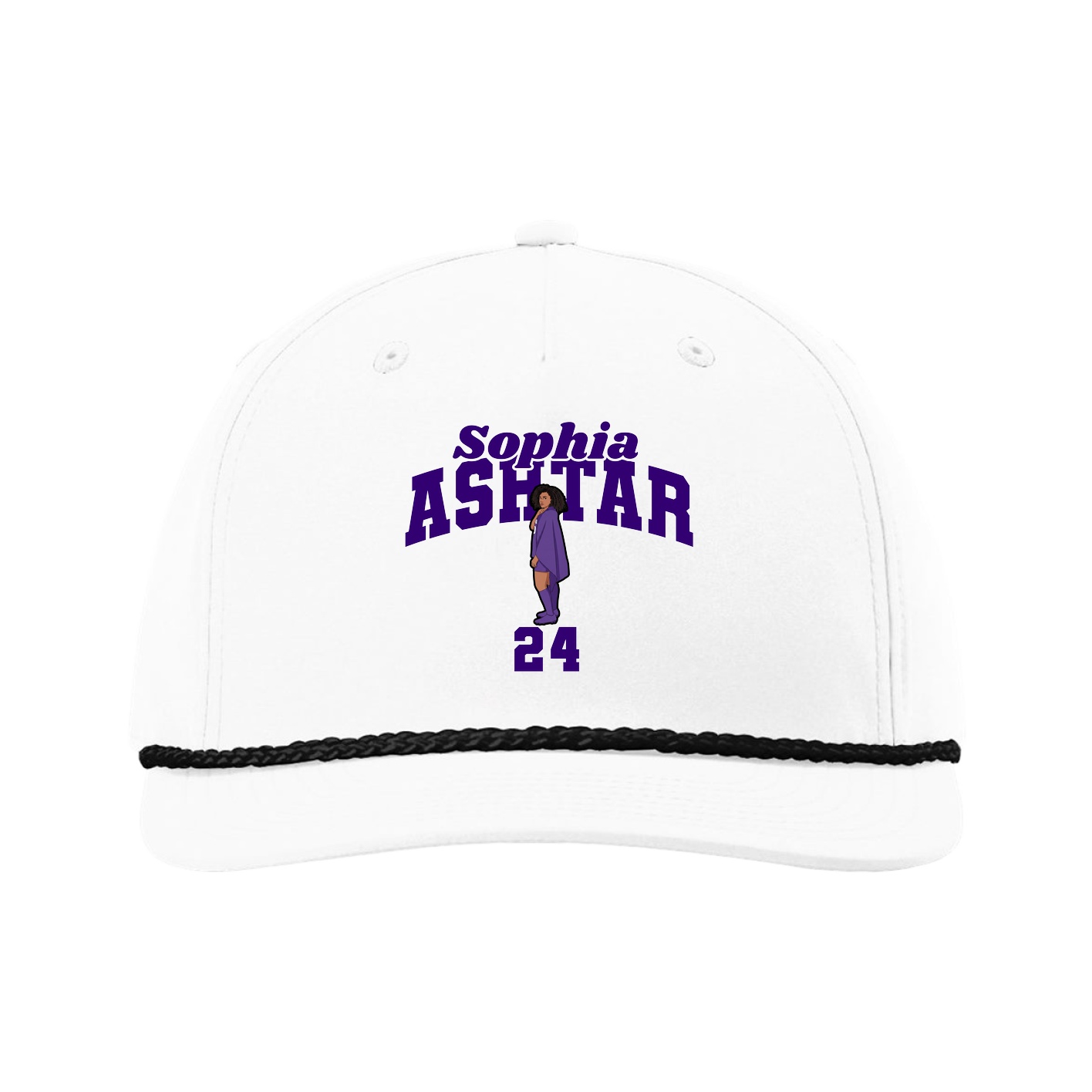 Five-Panel Classic Rope Cap — Signature Arch in White