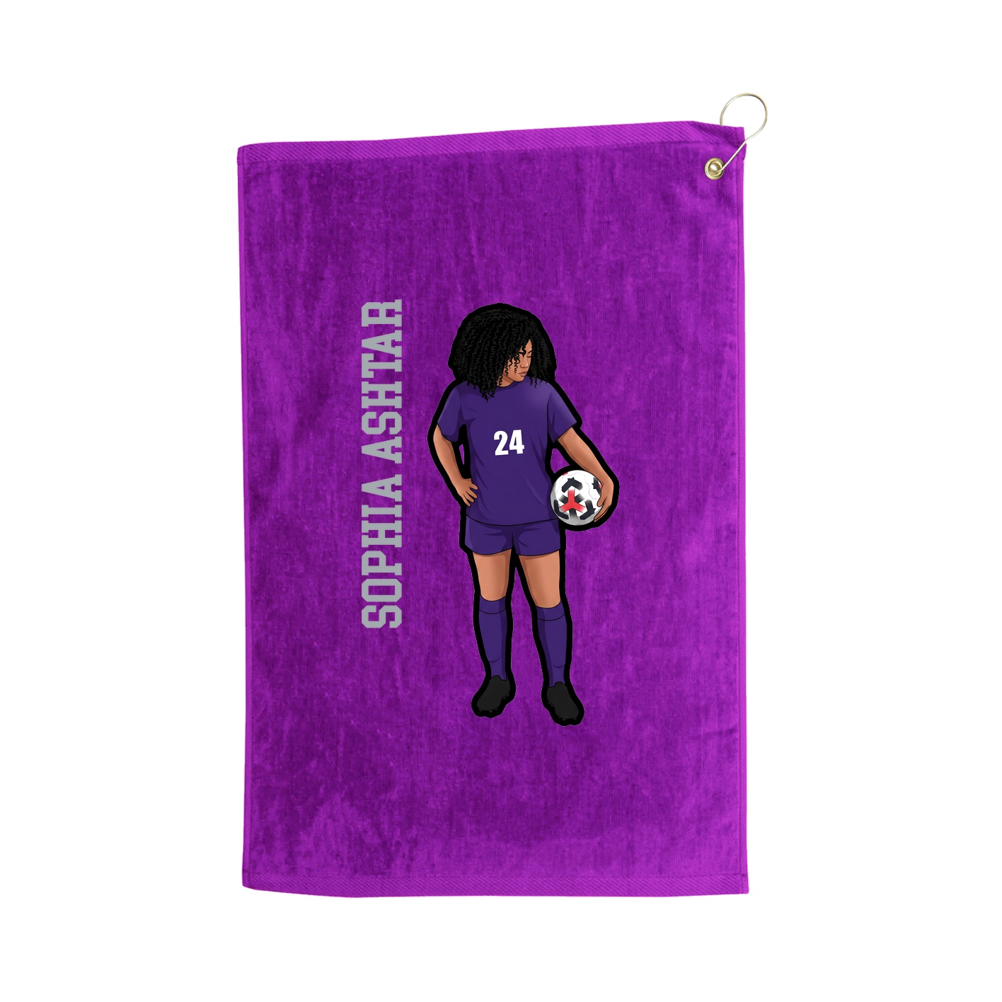 Golf Towel — Name Vertical in Purple