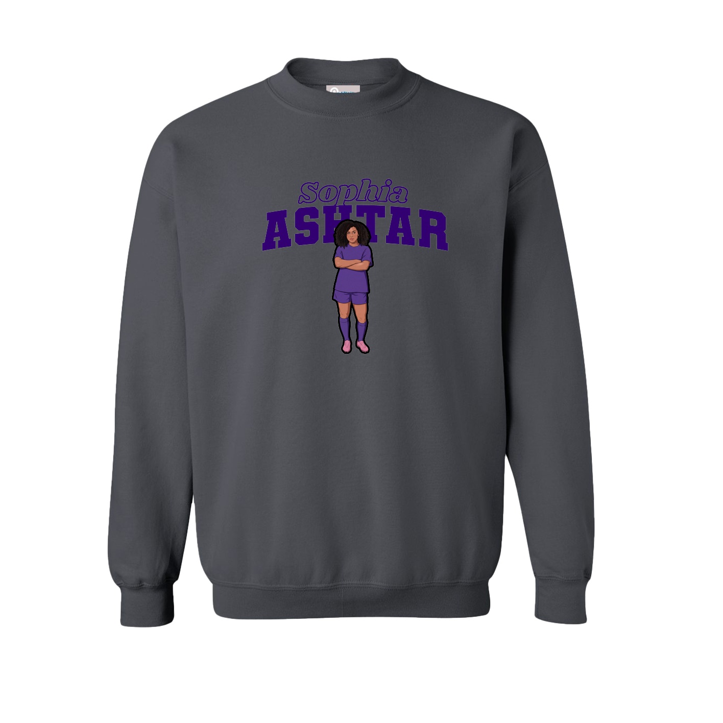 Fleece Crew — Name Arch in Grey