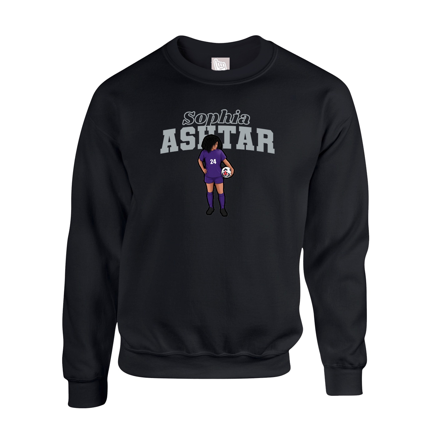 Fleece Crew — Name Arch in Black