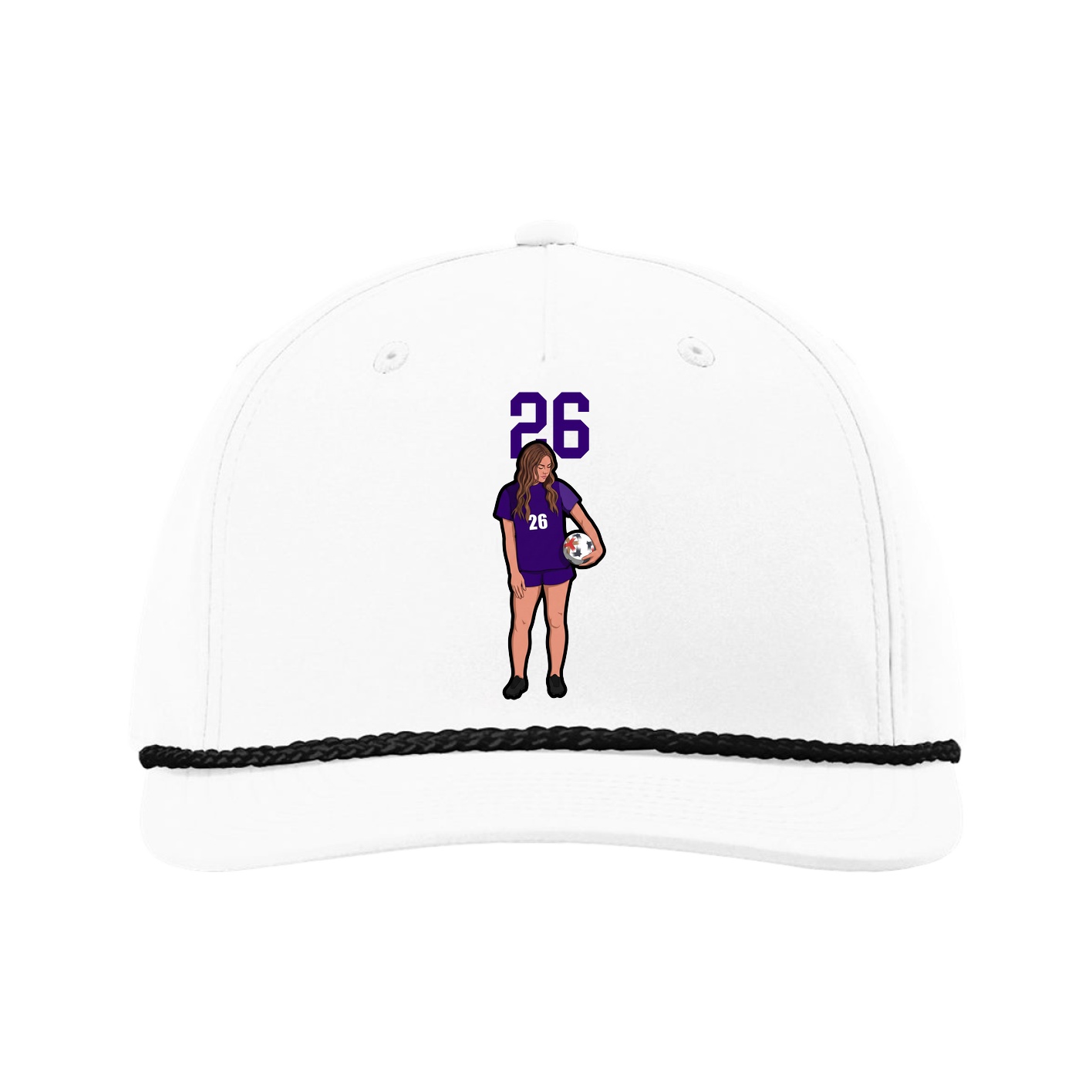 Five-Panel Classic Rope Cap — Number Top in White