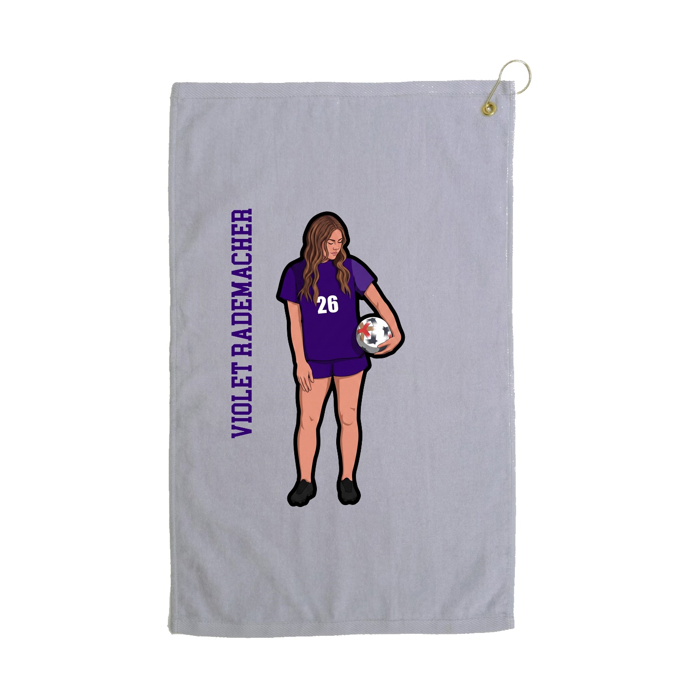 Golf Towel — Name Vertical in Grey