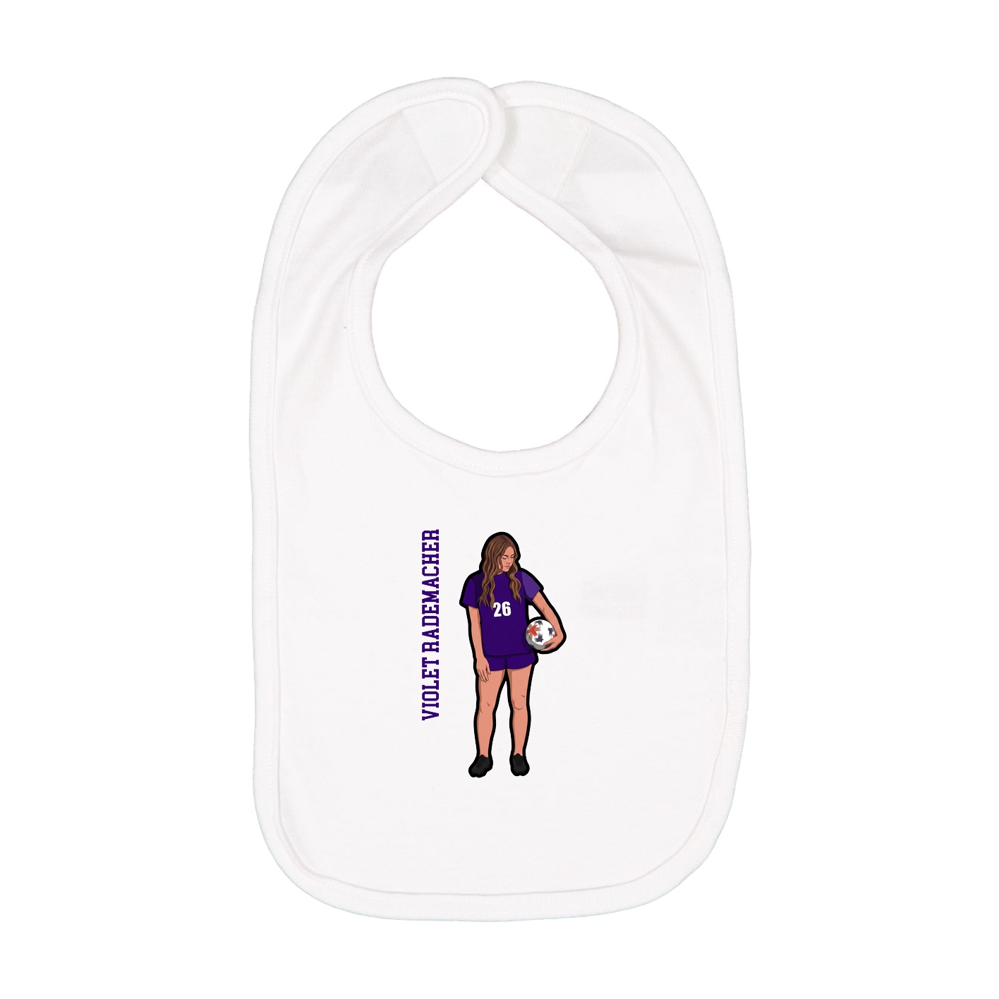 Infant Bib — Name Vertical in White