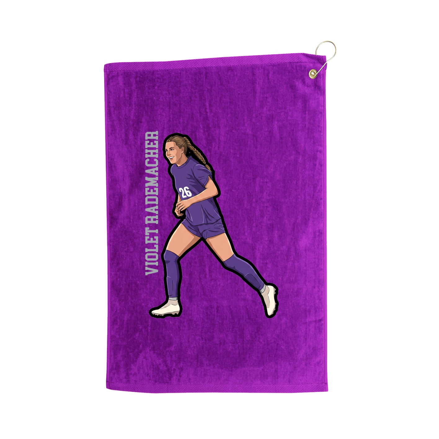 Golf Towel — Name Vertical in Purple