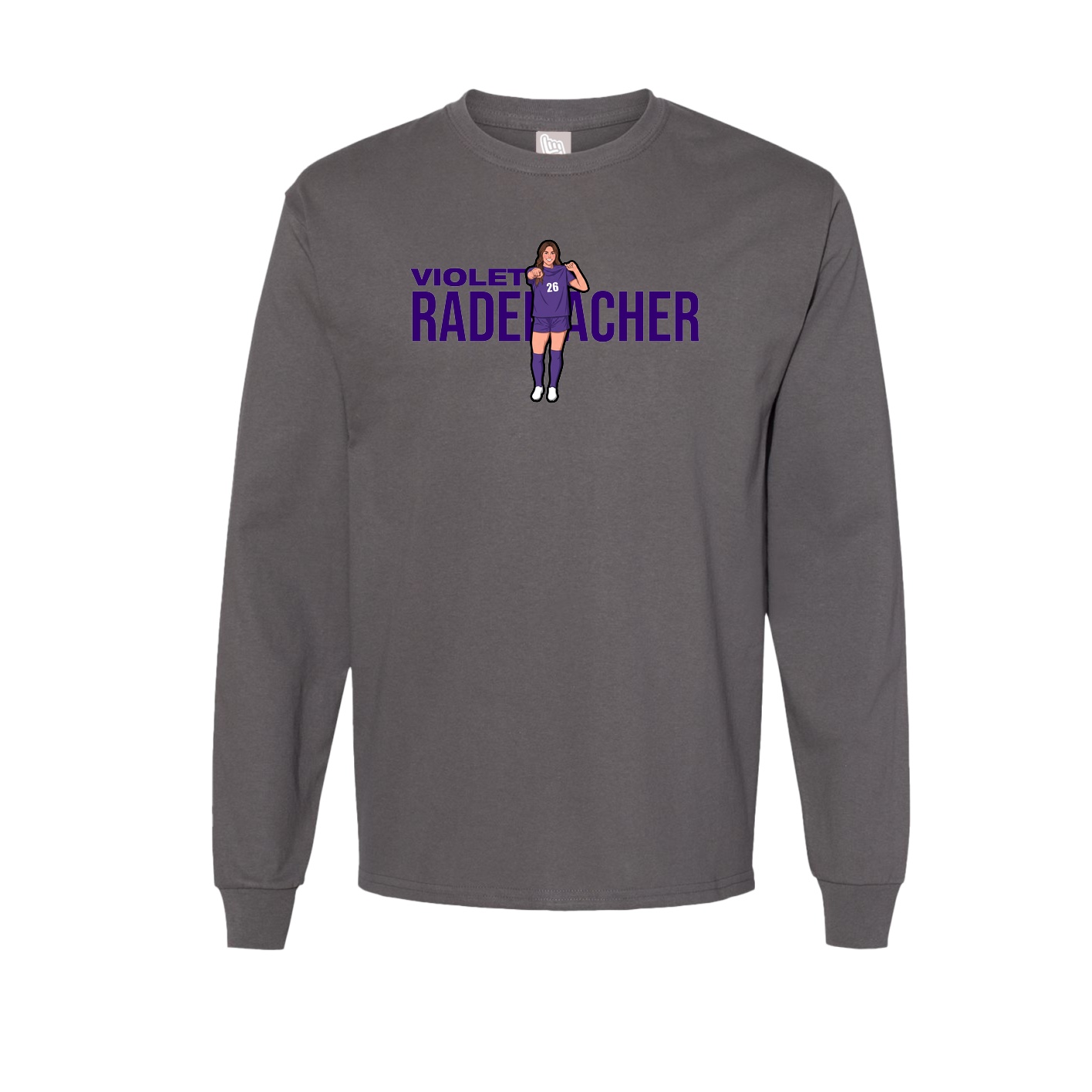 Long Sleeve Tee — Player Name in Grey