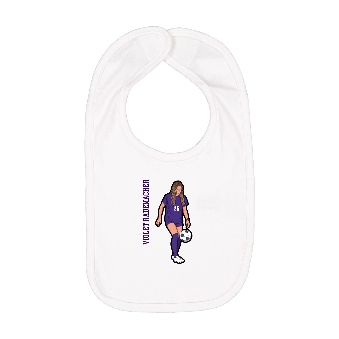 Infant Bib — Name Vertical in White