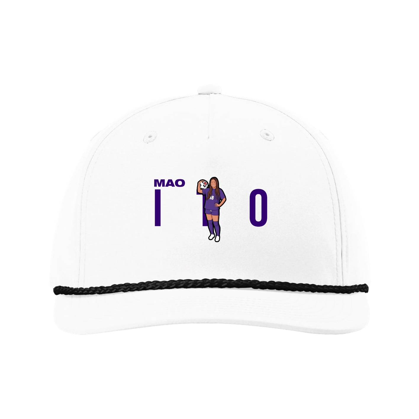 Five-Panel Classic Rope Cap — Player Name in White