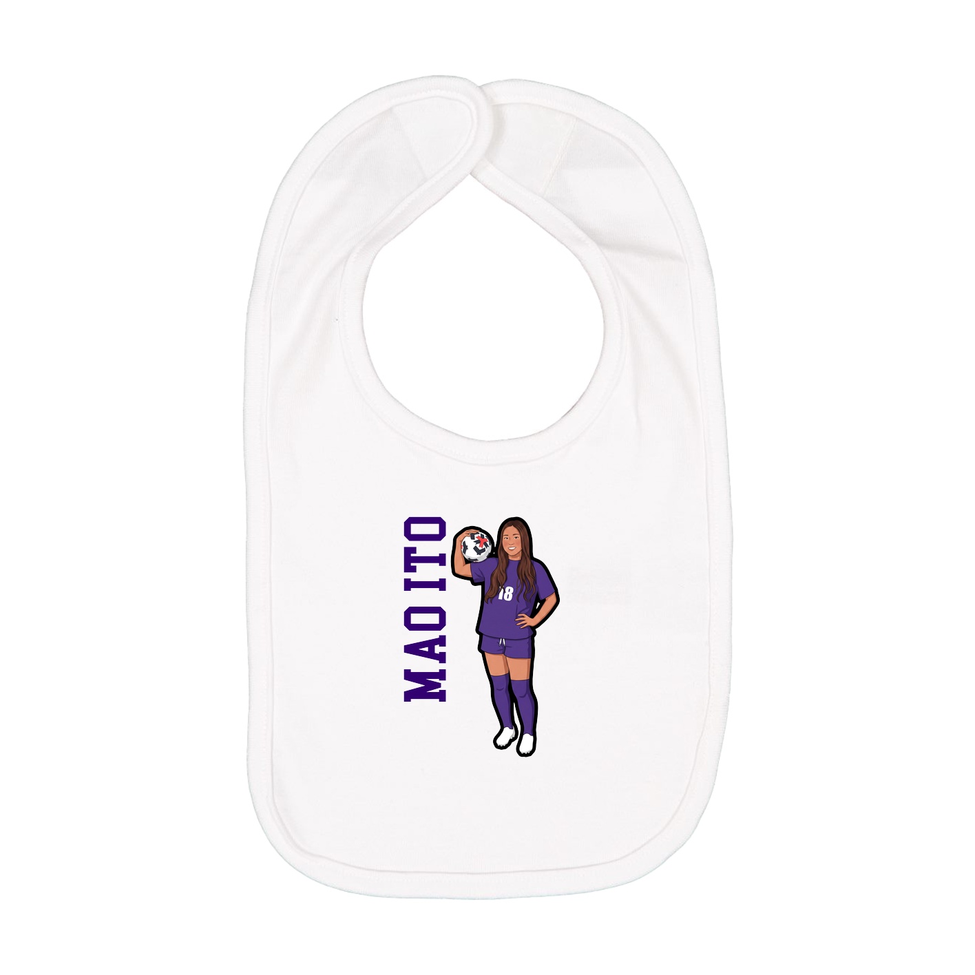 Infant Bib — Name Vertical in White