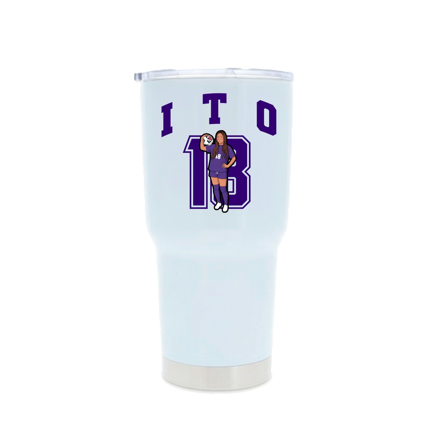 30oz Stainless Steel Tumbler — Number in White