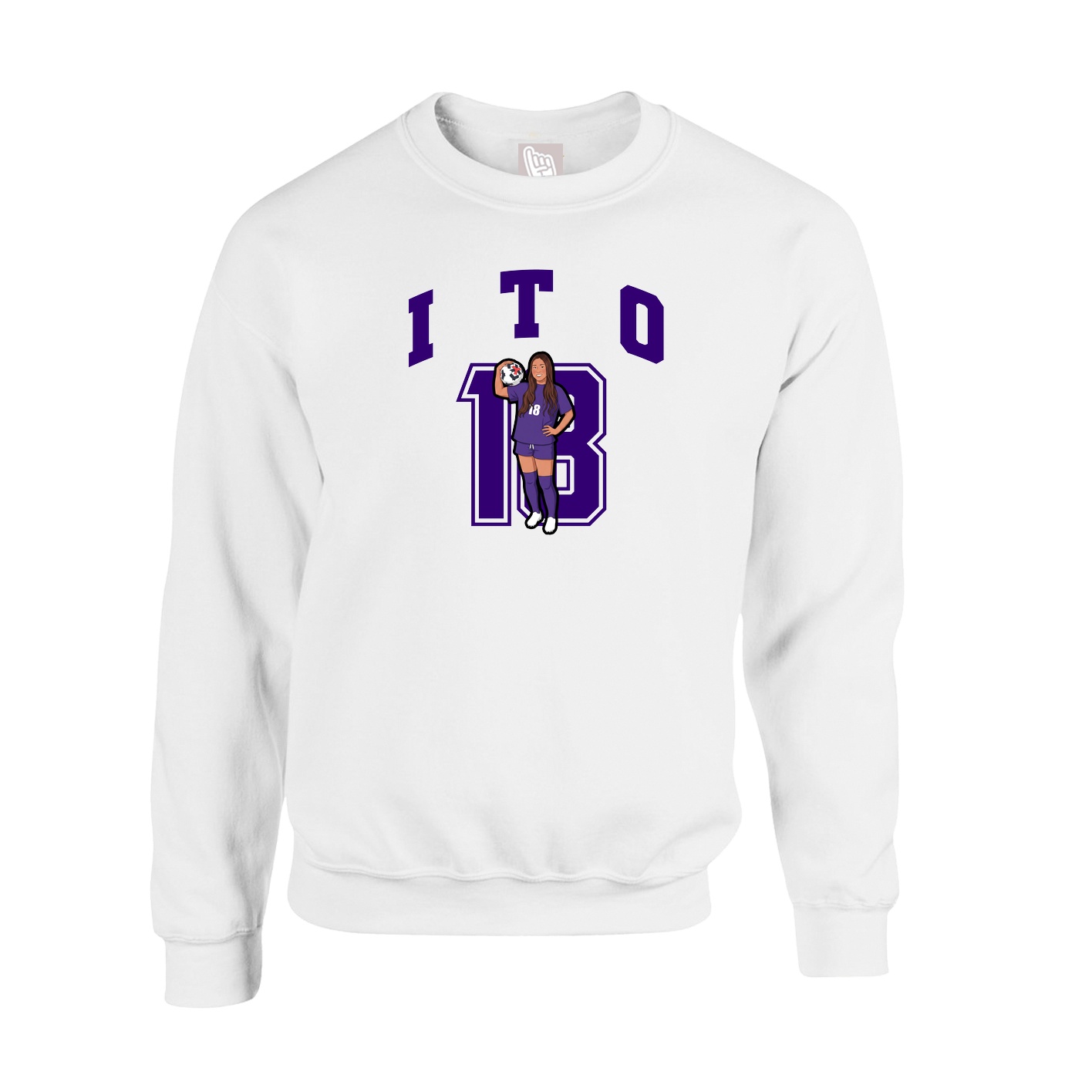Fleece Crew — Number in White