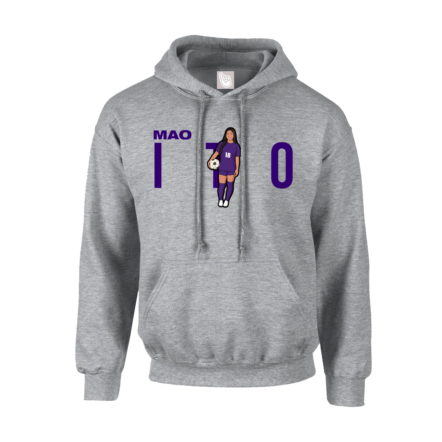 Youth Hoodie — Player Name in Grey