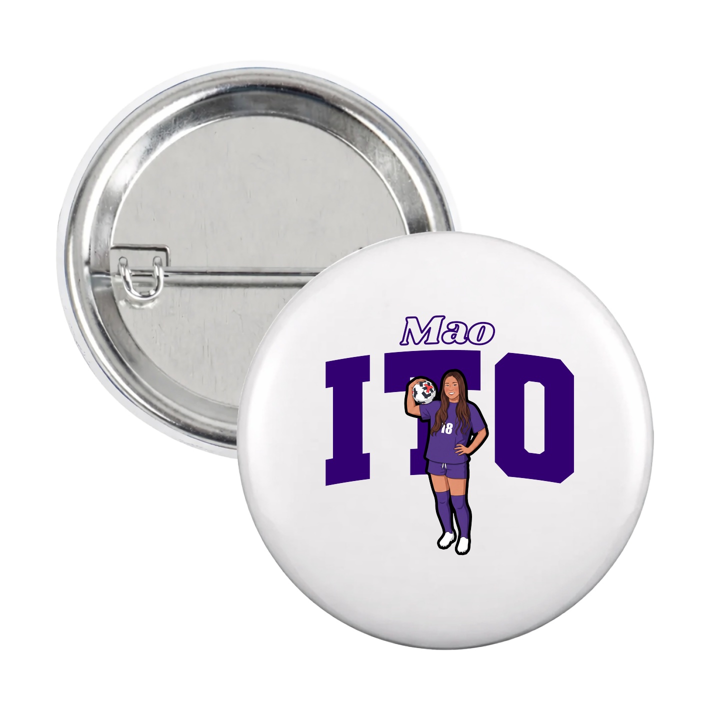 Game Day Button — Name Arch in White