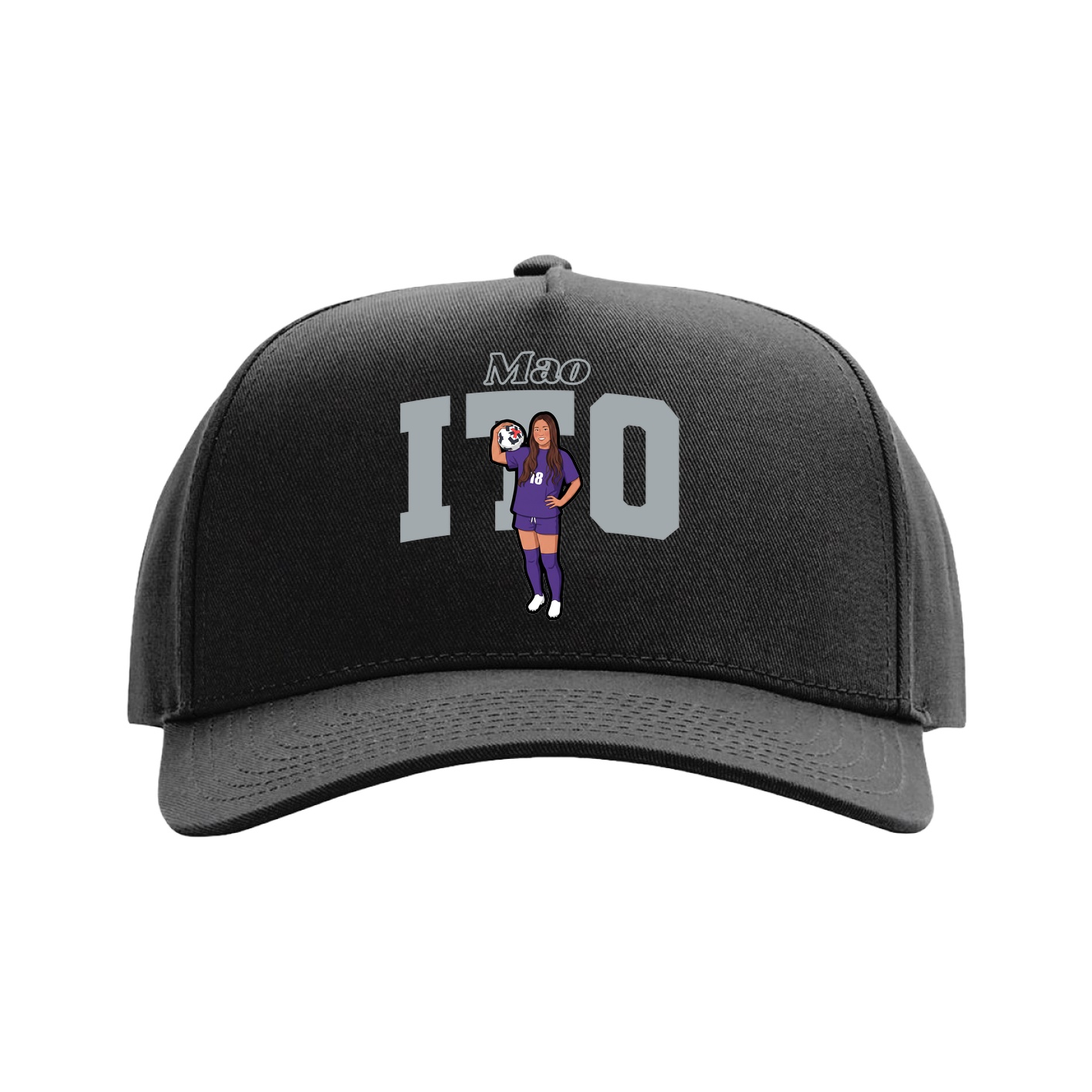 Full Fabric Five-Panel Champ Cap — Name Arch in Black