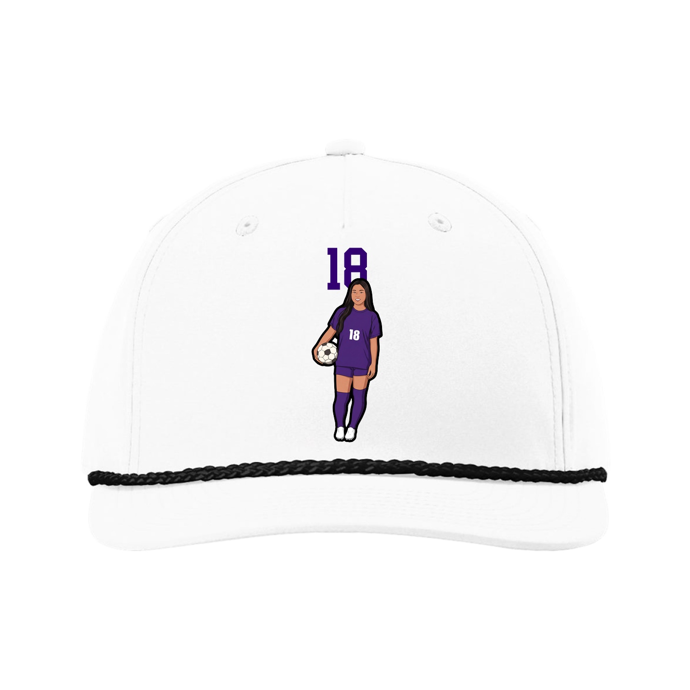 Five-Panel Classic Rope Cap — Number Top in White
