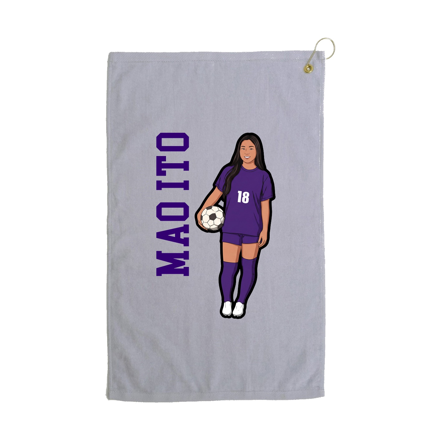 Golf Towel — Name Vertical in Grey