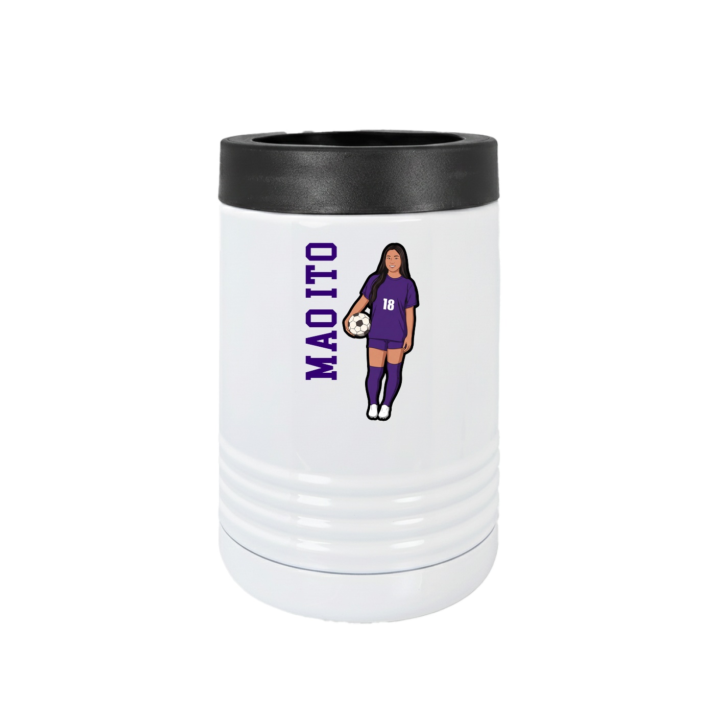 Beverage Holder — Name Vertical in White