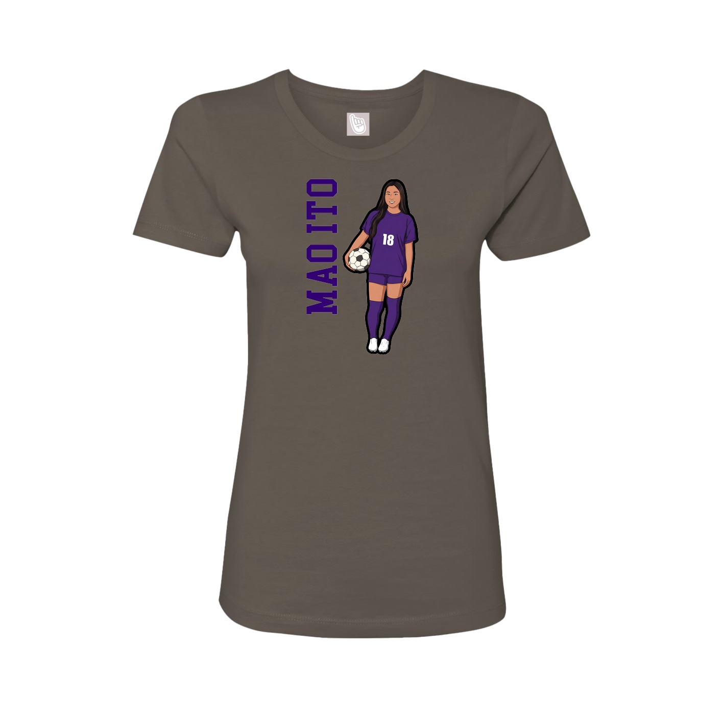 Fitted Women's Tee — Name Vertical in Grey