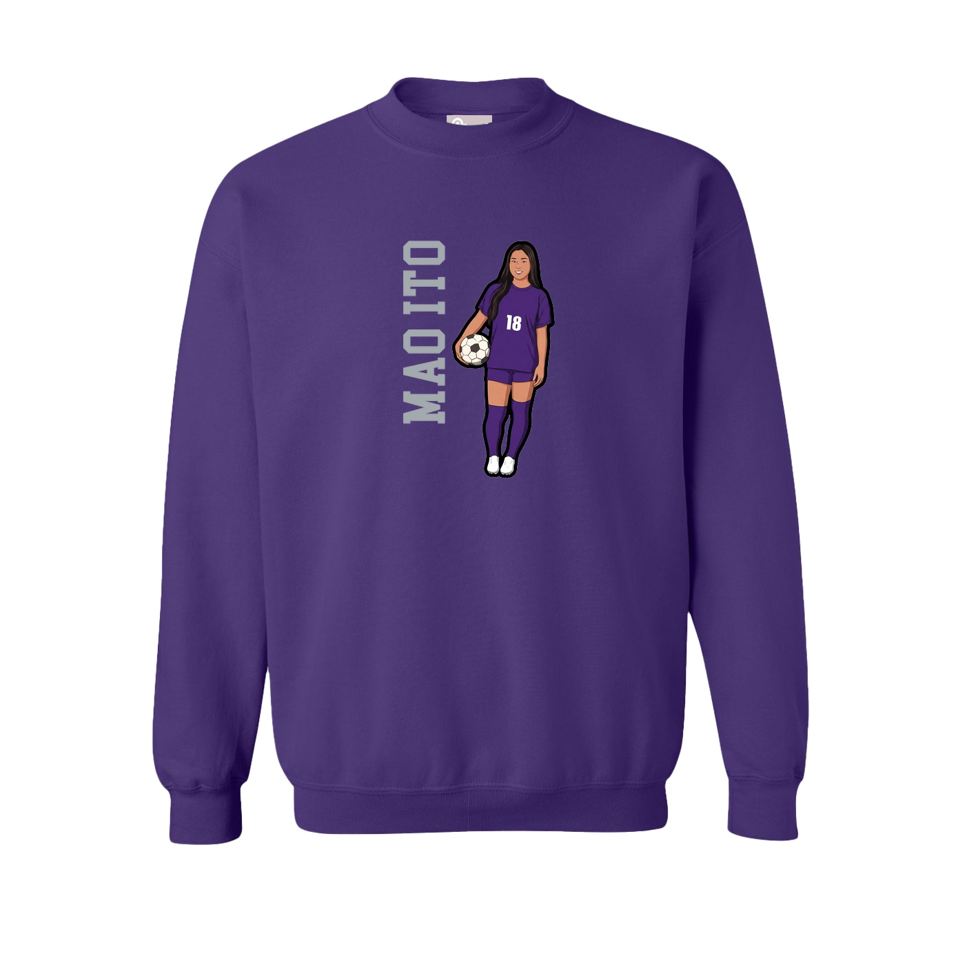 Fleece Crew — Name Vertical in Purple