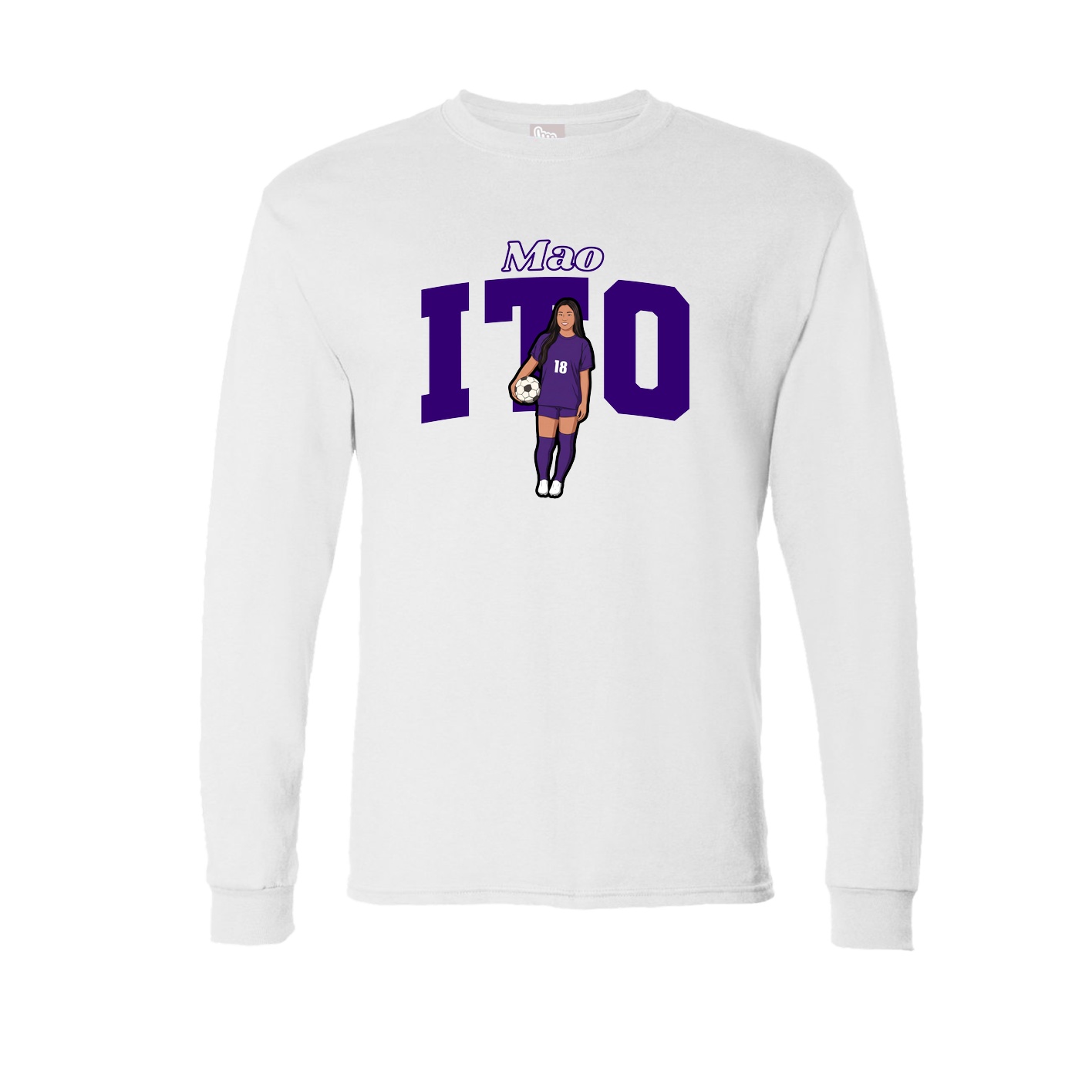 Long Sleeve Tee — Name Arch in White