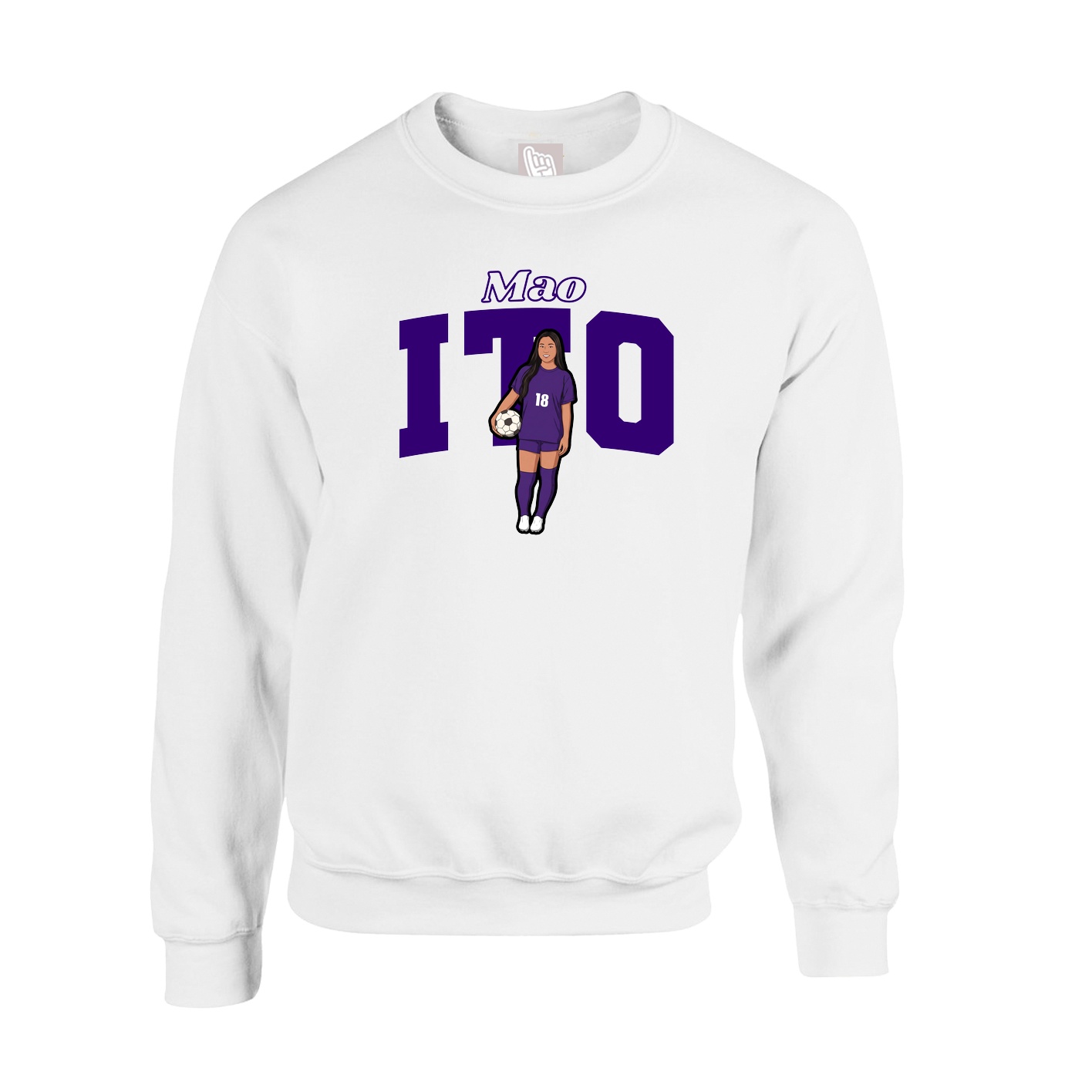 Fleece Crew — Name Arch in White