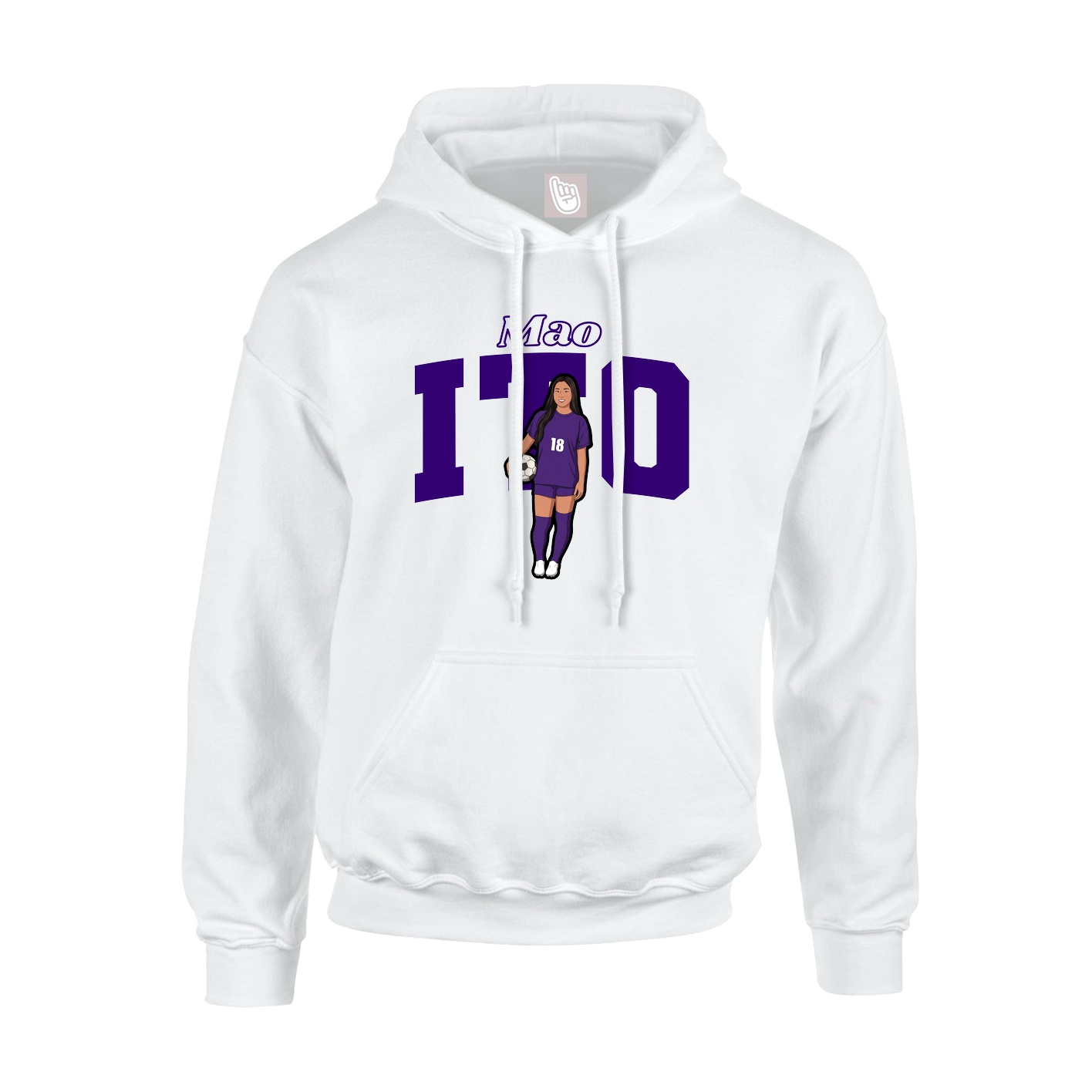 Youth Hoodie — Name Arch in White
