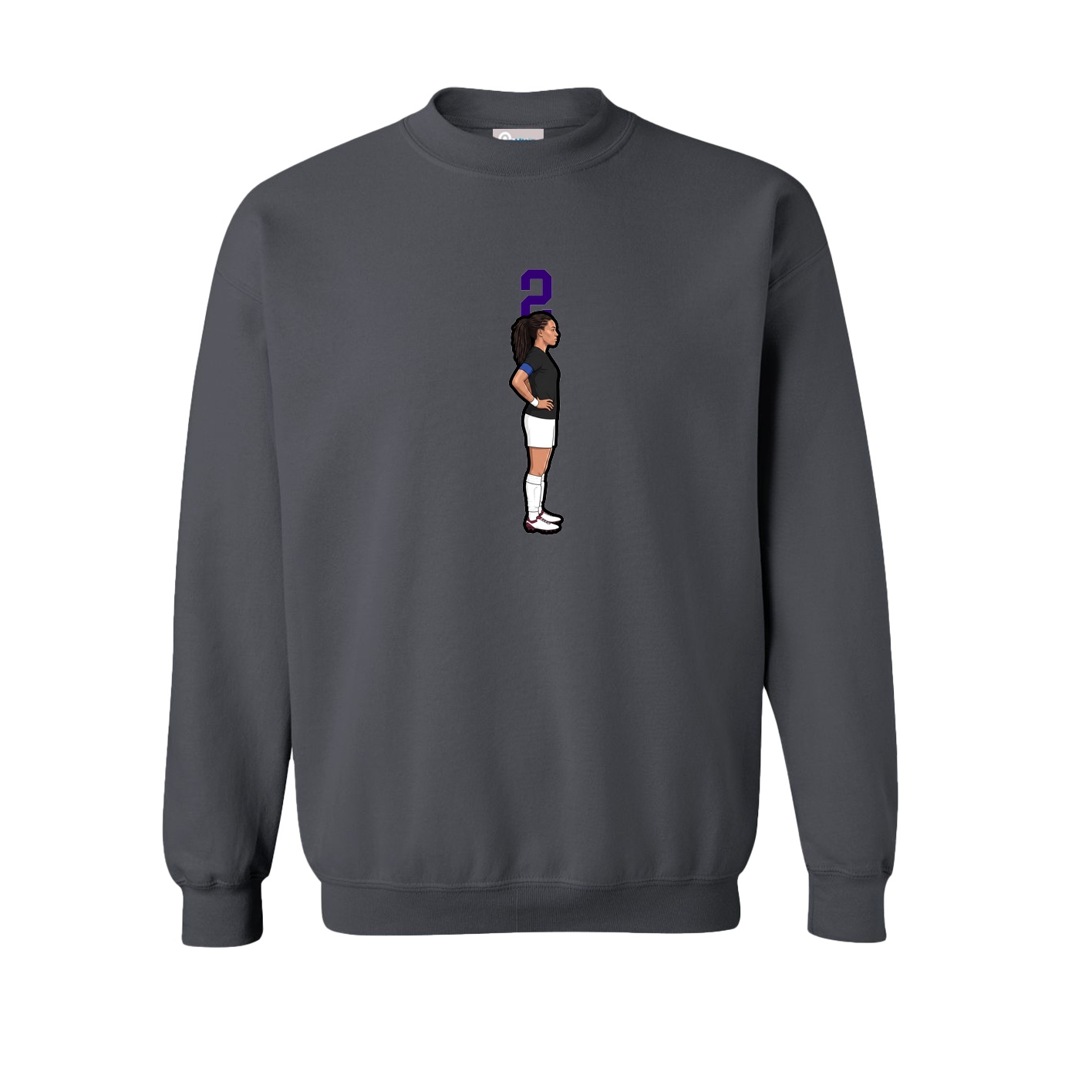 Fleece Crew — Number Top in Grey