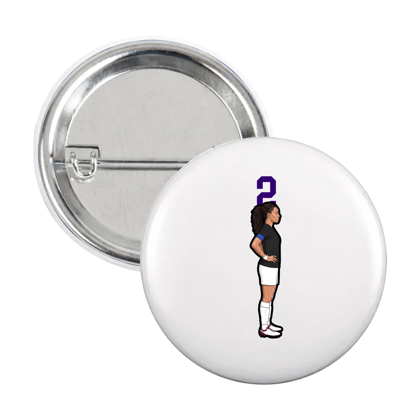 Game Day Button — Number Top in White