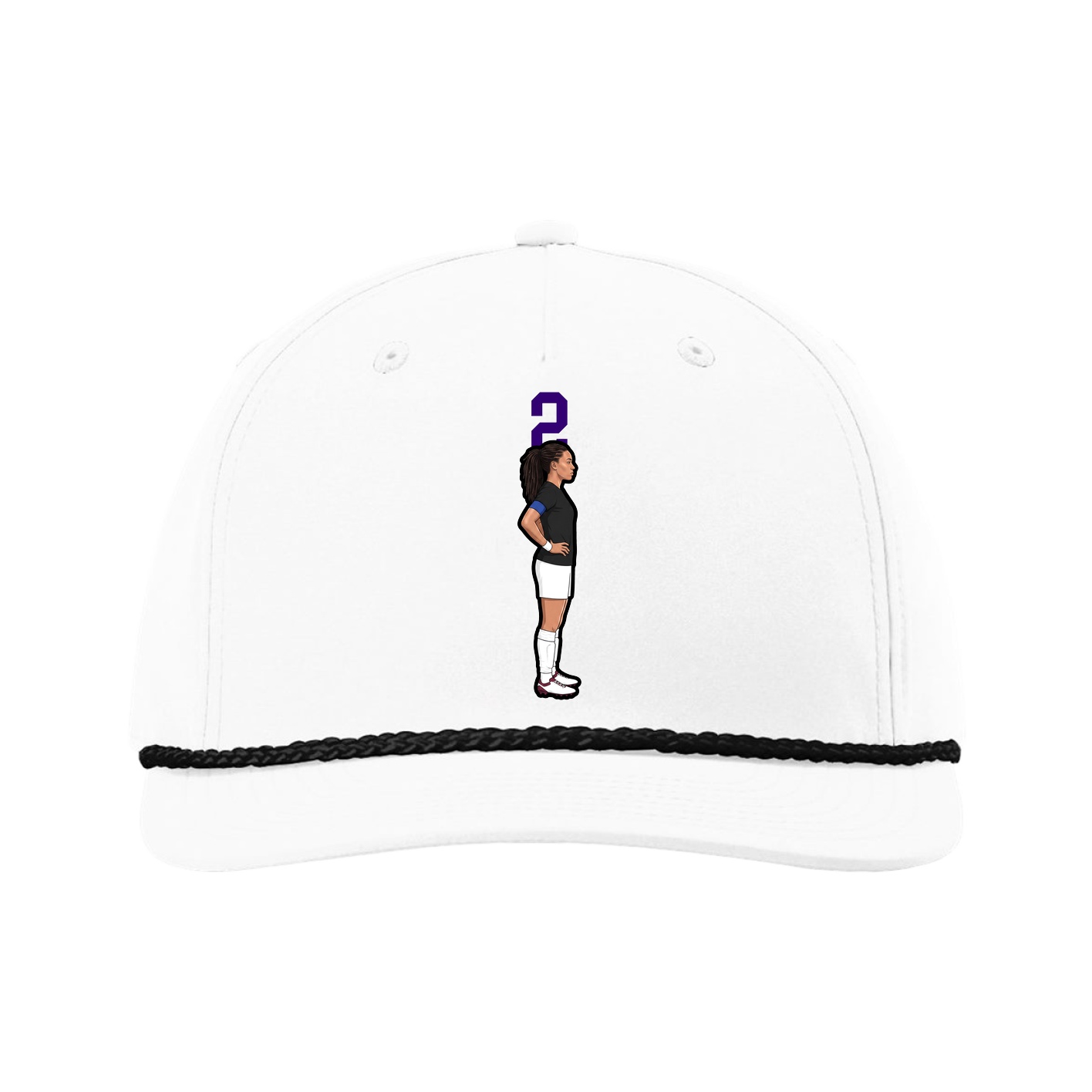 Five-Panel Classic Rope Cap — Number Top in White