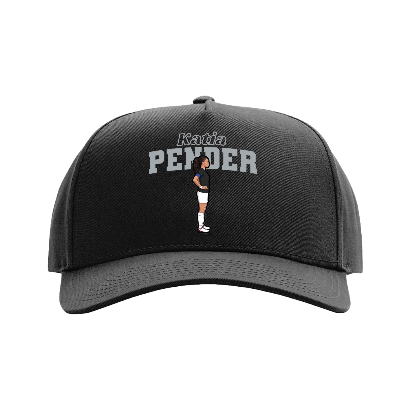 Full Fabric Five-Panel Champ Cap — Name Arch in Black