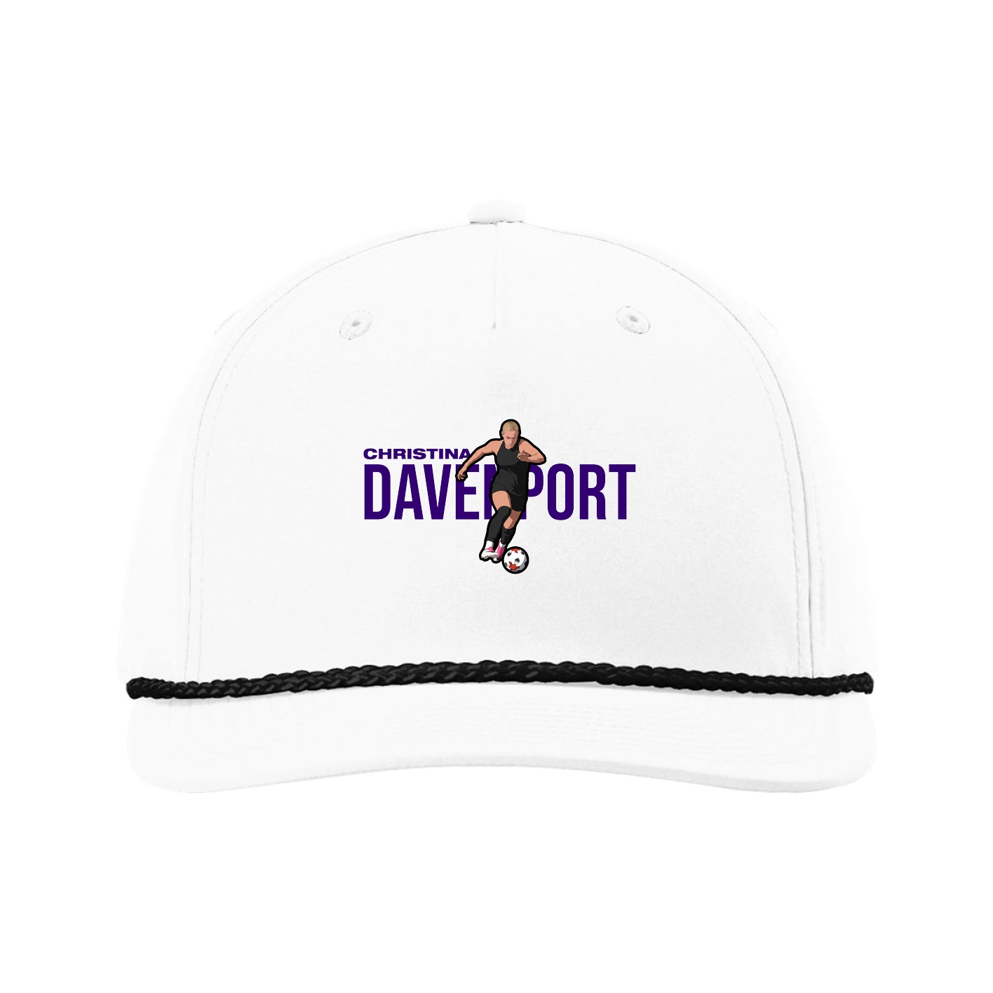 Five-Panel Classic Rope Cap — Player Name in White