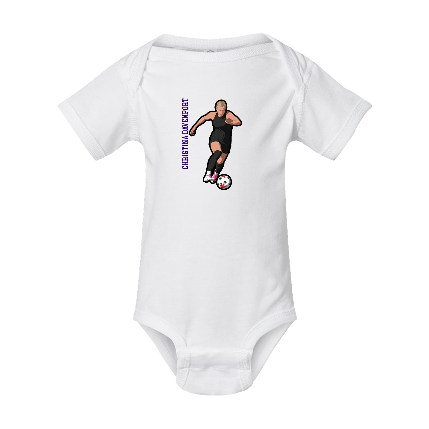 Baby Onesie — Name Vertical in White
