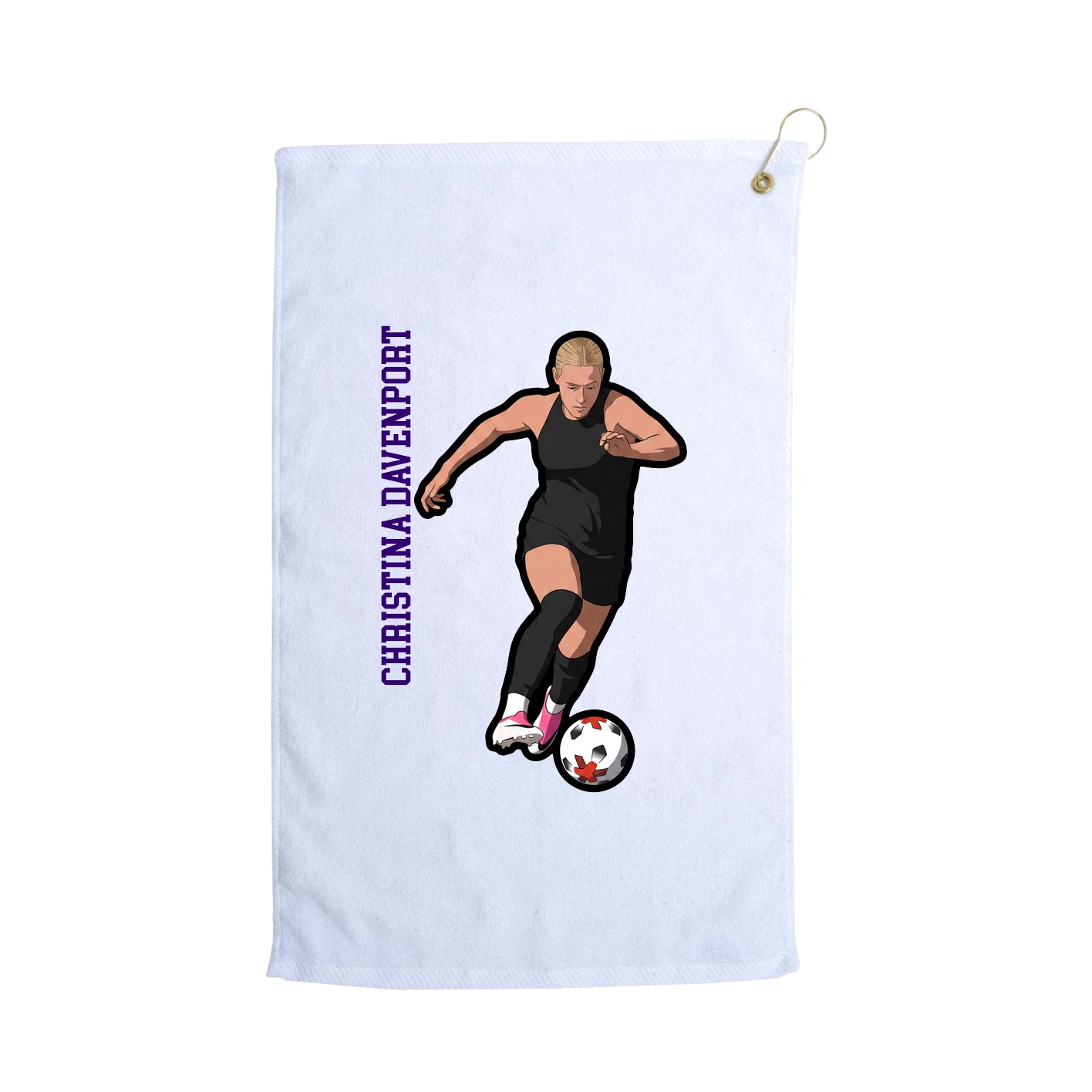 Golf Towel — Name Vertical in White