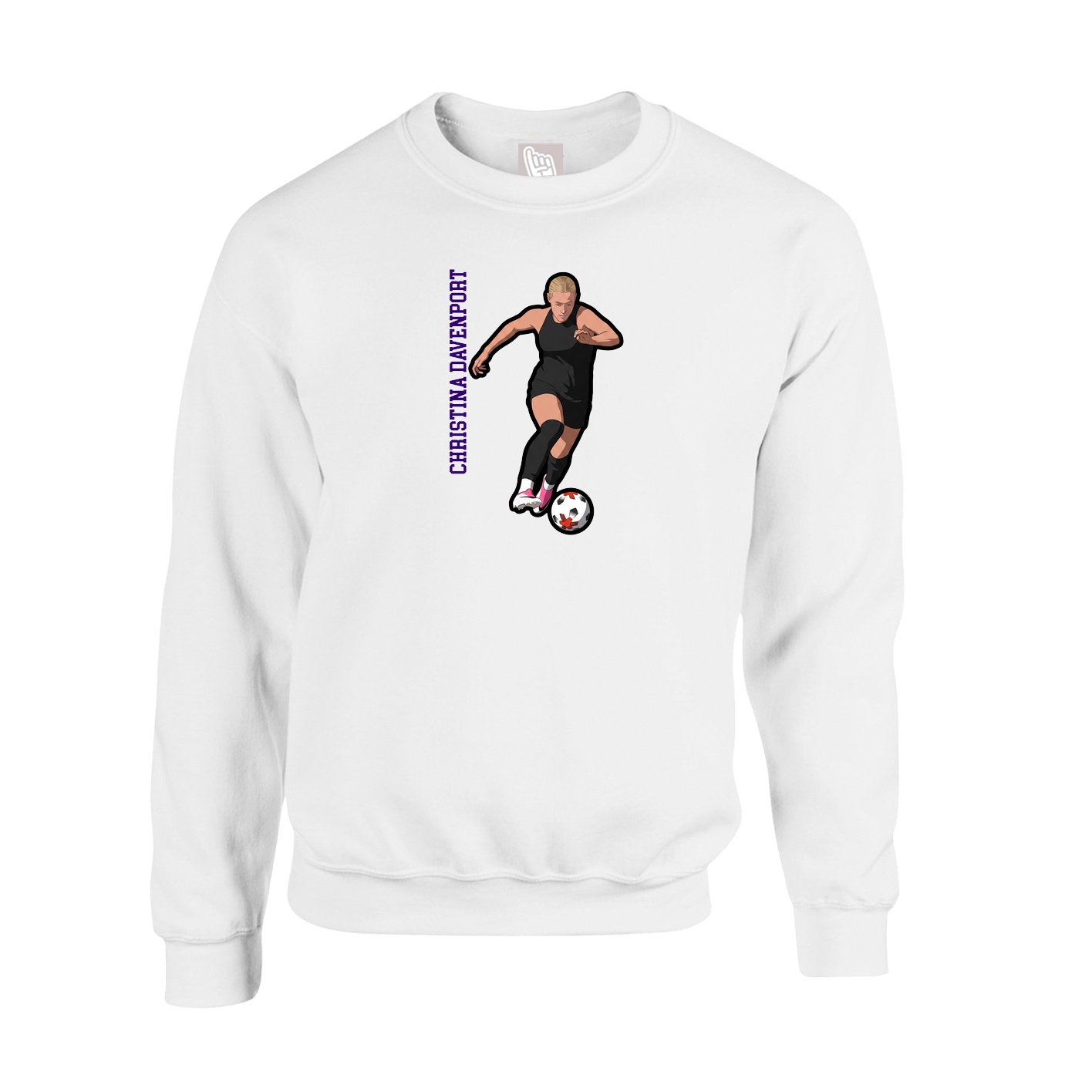 Fleece Crew — Name Vertical in White
