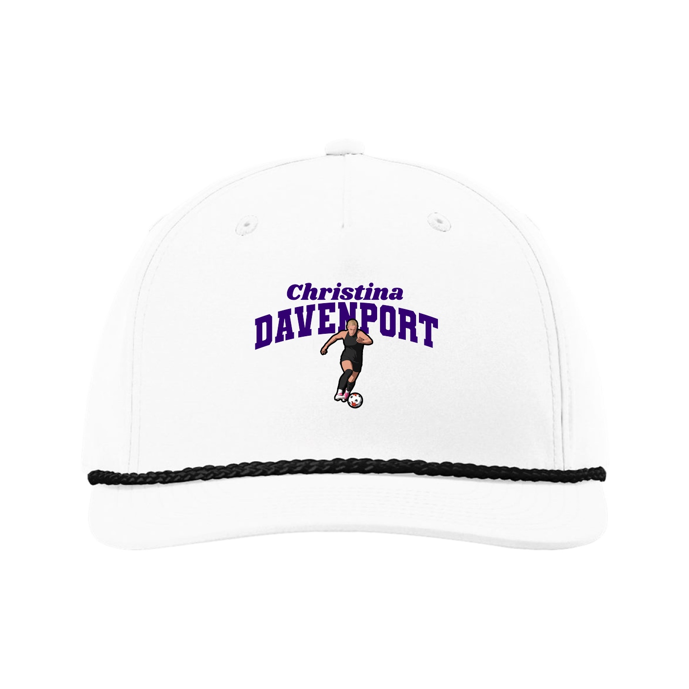 Five-Panel Classic Rope Cap — Signature Arch in White