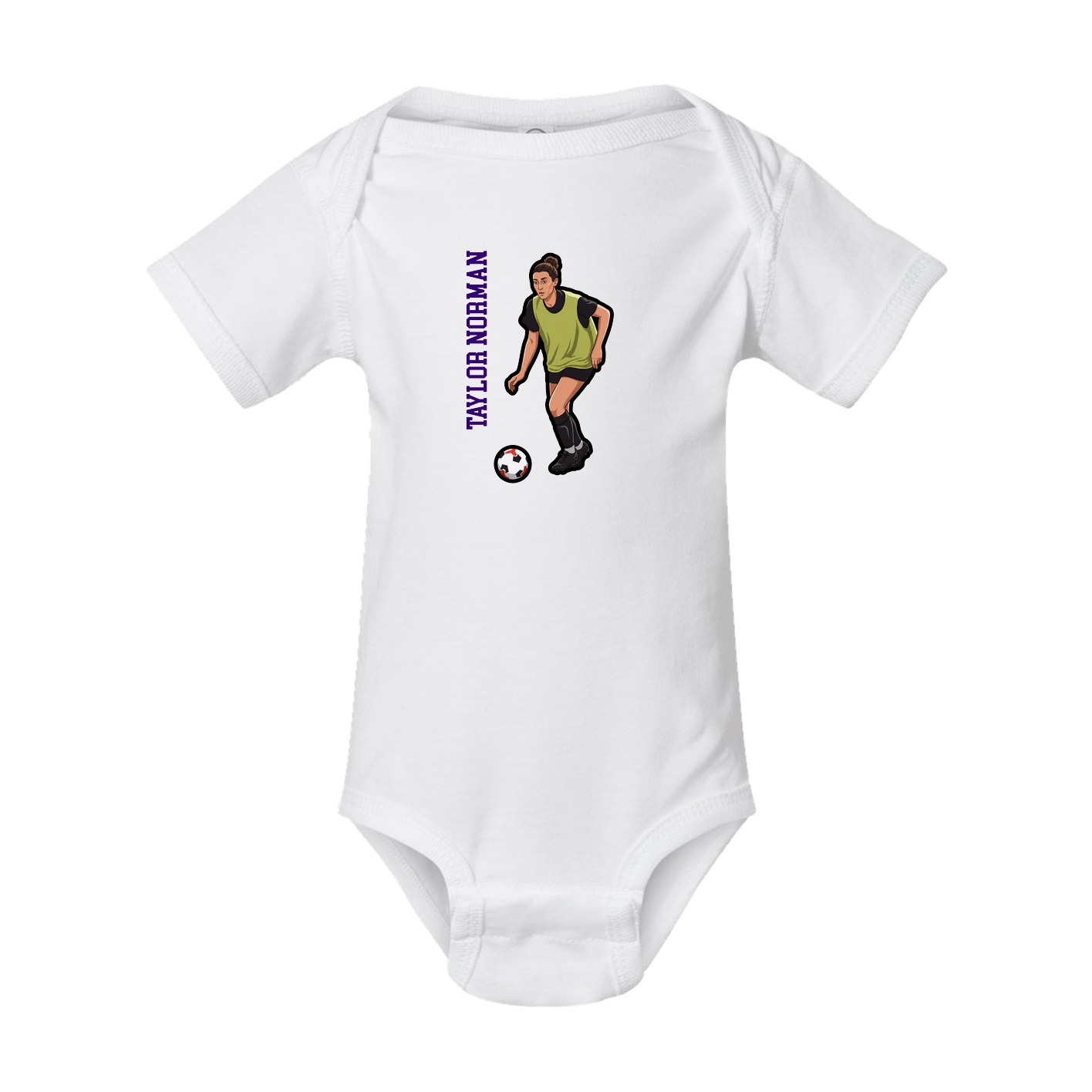 Baby Onesie — Name Vertical in White