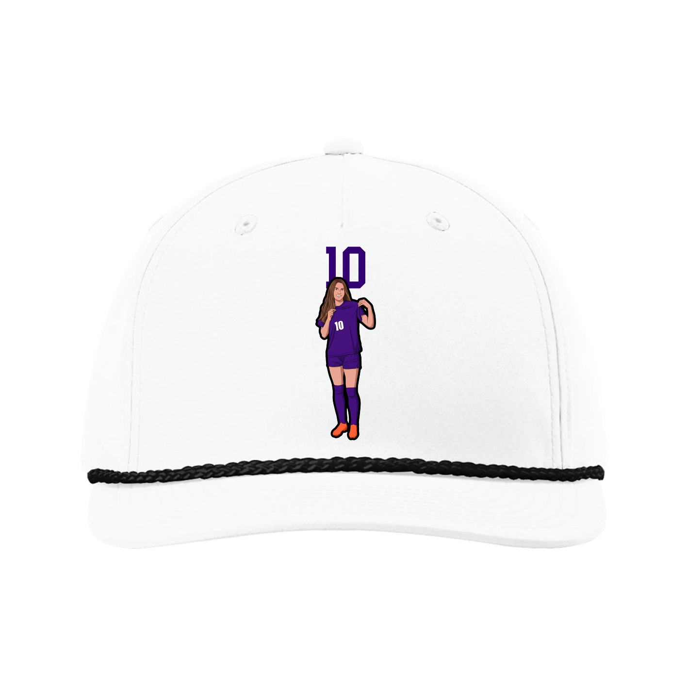 Five-Panel Classic Rope Cap — Number Top in White