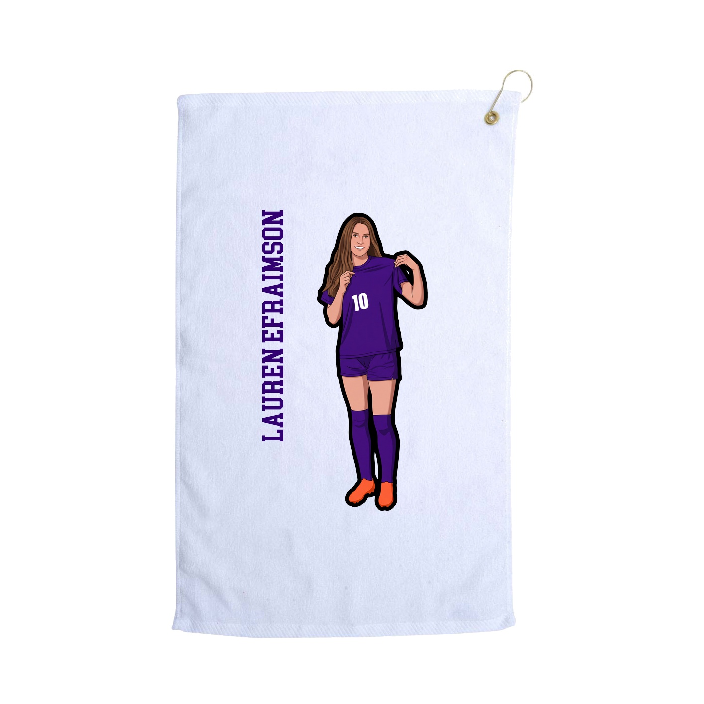 Golf Towel — Name Vertical in White