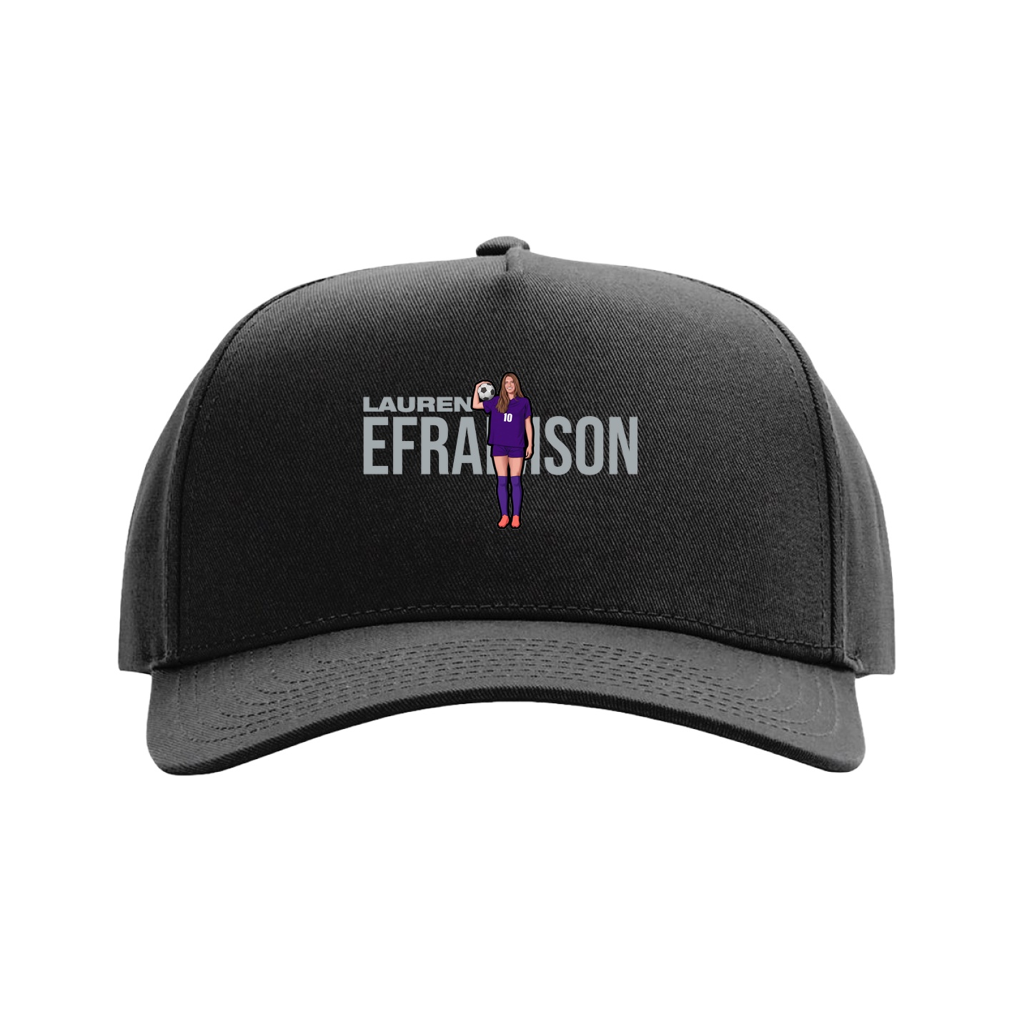 Full Fabric Five-Panel Champ Cap — Player Name in Black
