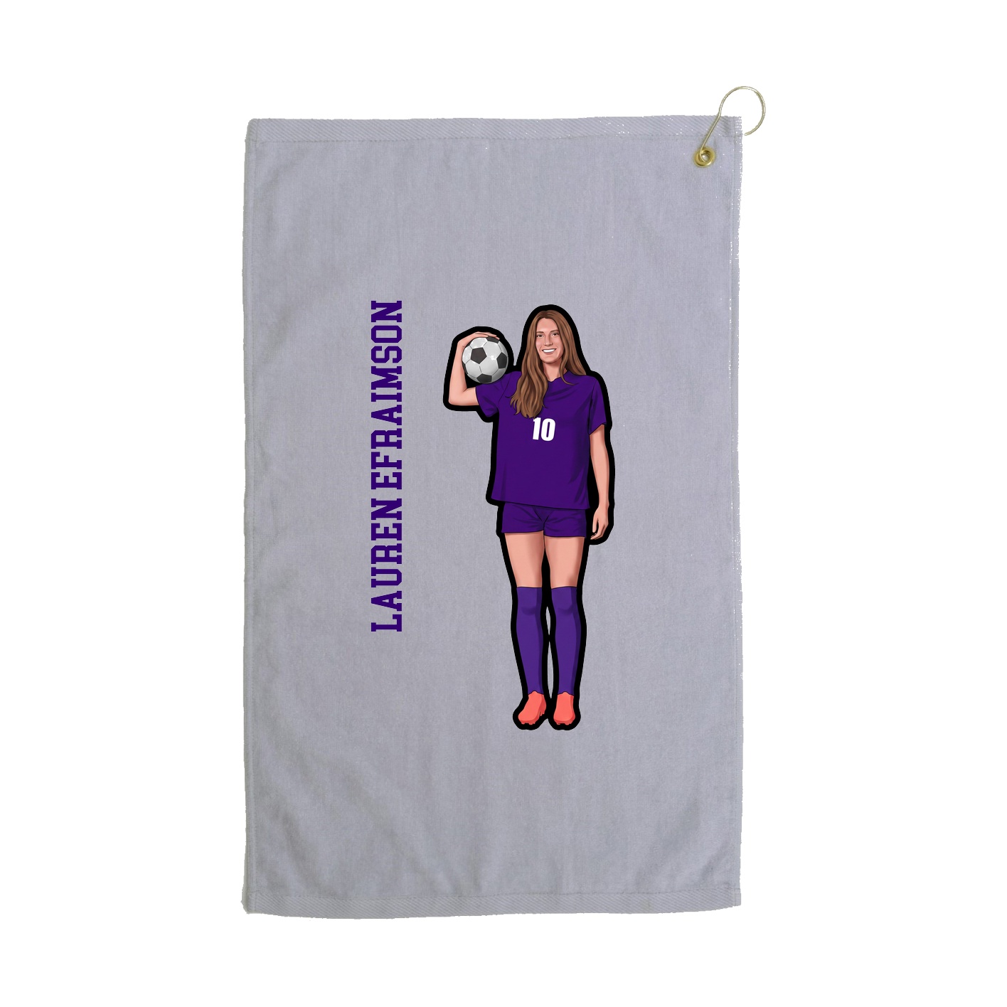Golf Towel — Name Vertical in Grey