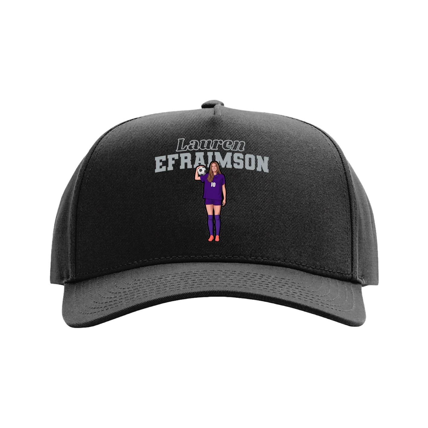 Full Fabric Five-Panel Champ Cap — Name Arch in Black
