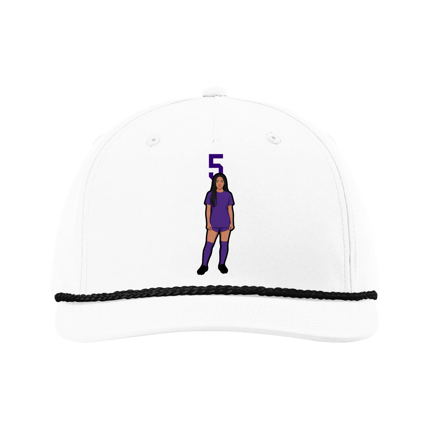Five-Panel Classic Rope Cap — Number Top in White