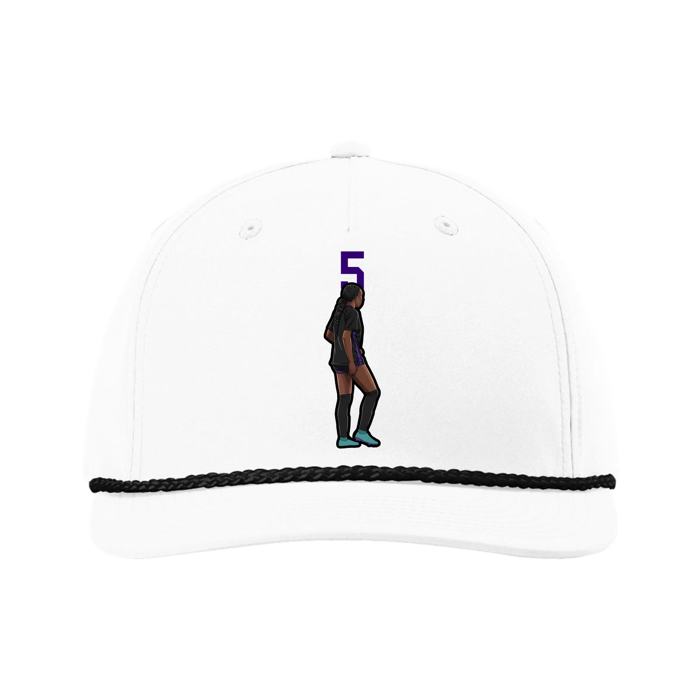 Five-Panel Classic Rope Cap — Number Top in White