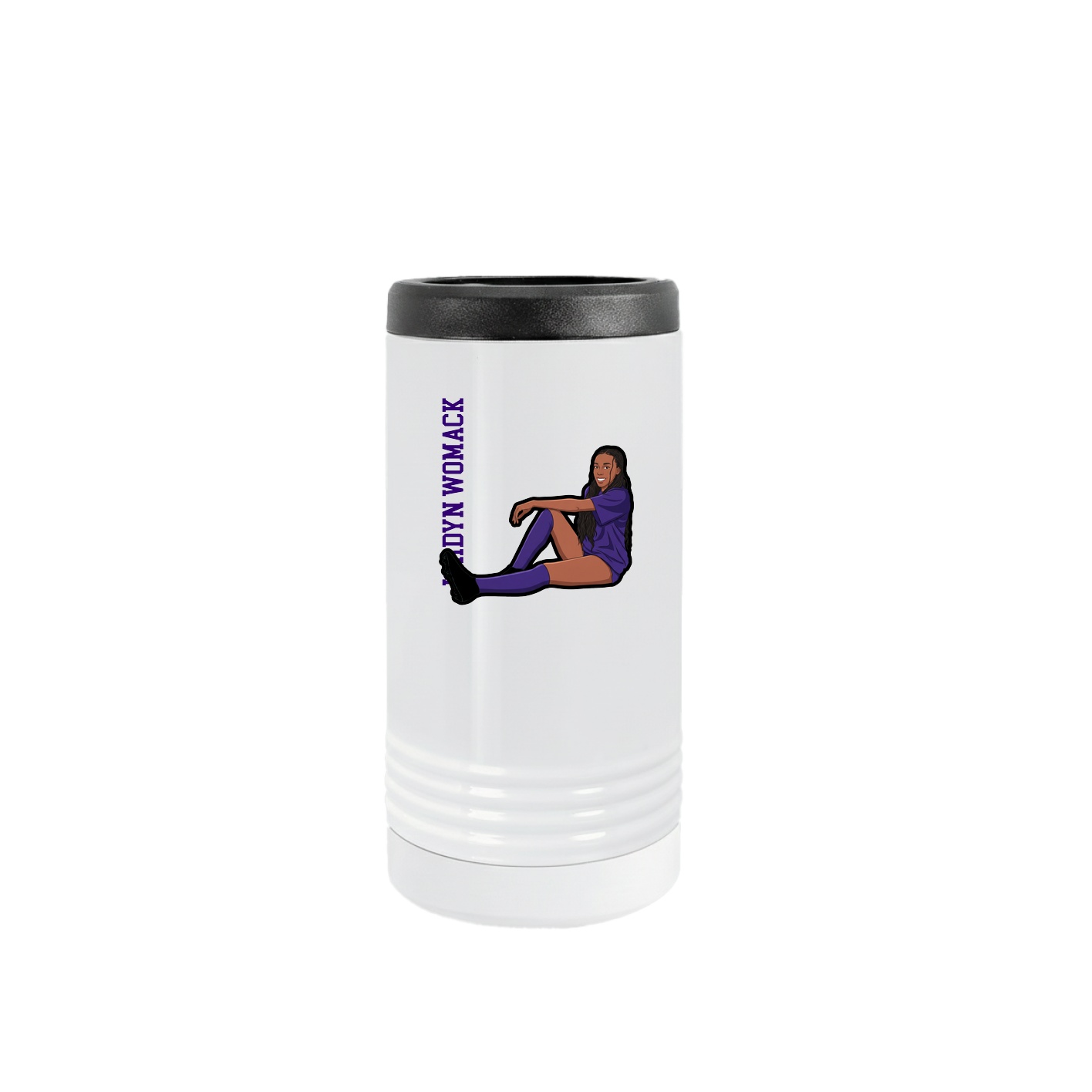 Slim Beverage Holder — Name Vertical in White